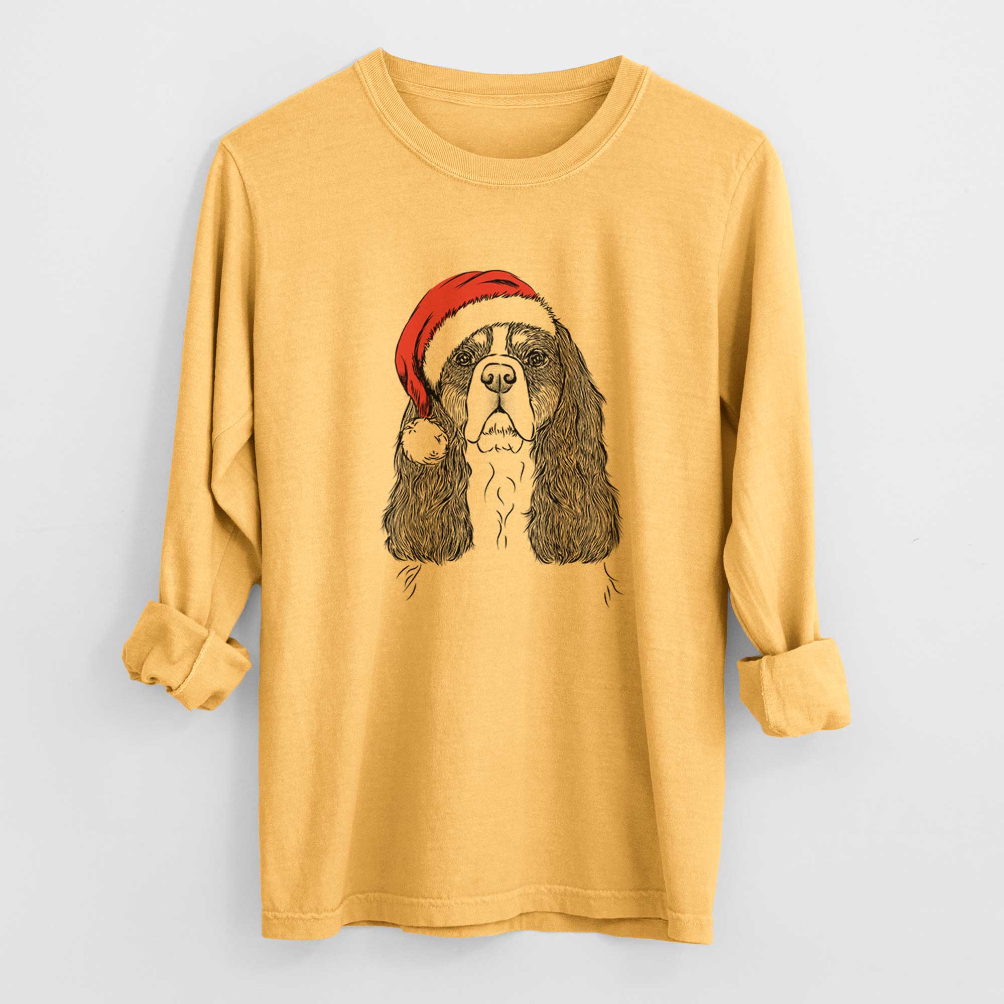 Santa Sebastian the Cavalier King Charles Spaniel - Heavyweight 100% Cotton Long Sleeve