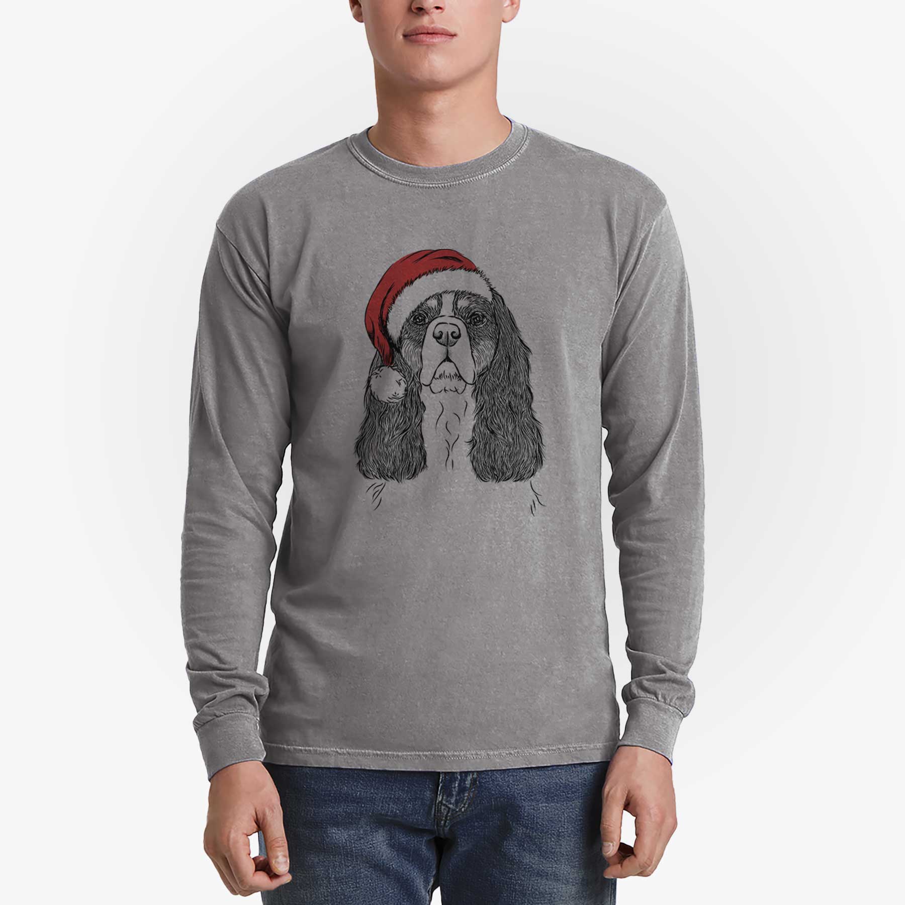 Santa Sebastian the Cavalier King Charles Spaniel - Heavyweight 100% Cotton Long Sleeve