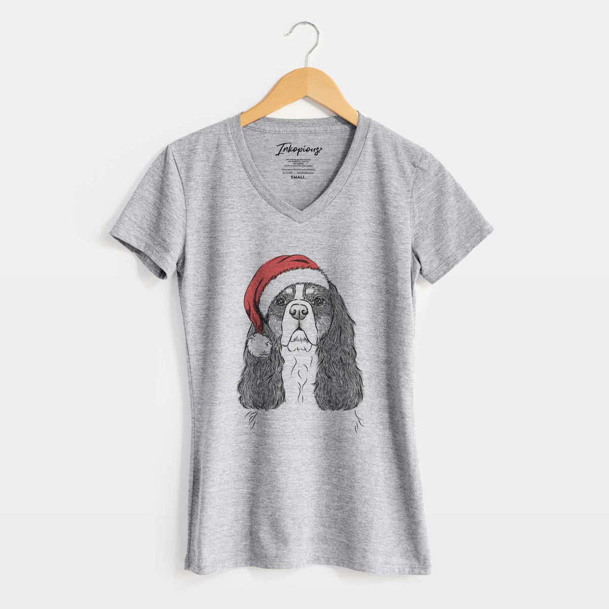 Santa Sebastian the Cavalier King Charles Spaniel - Women's V-neck Shirt
