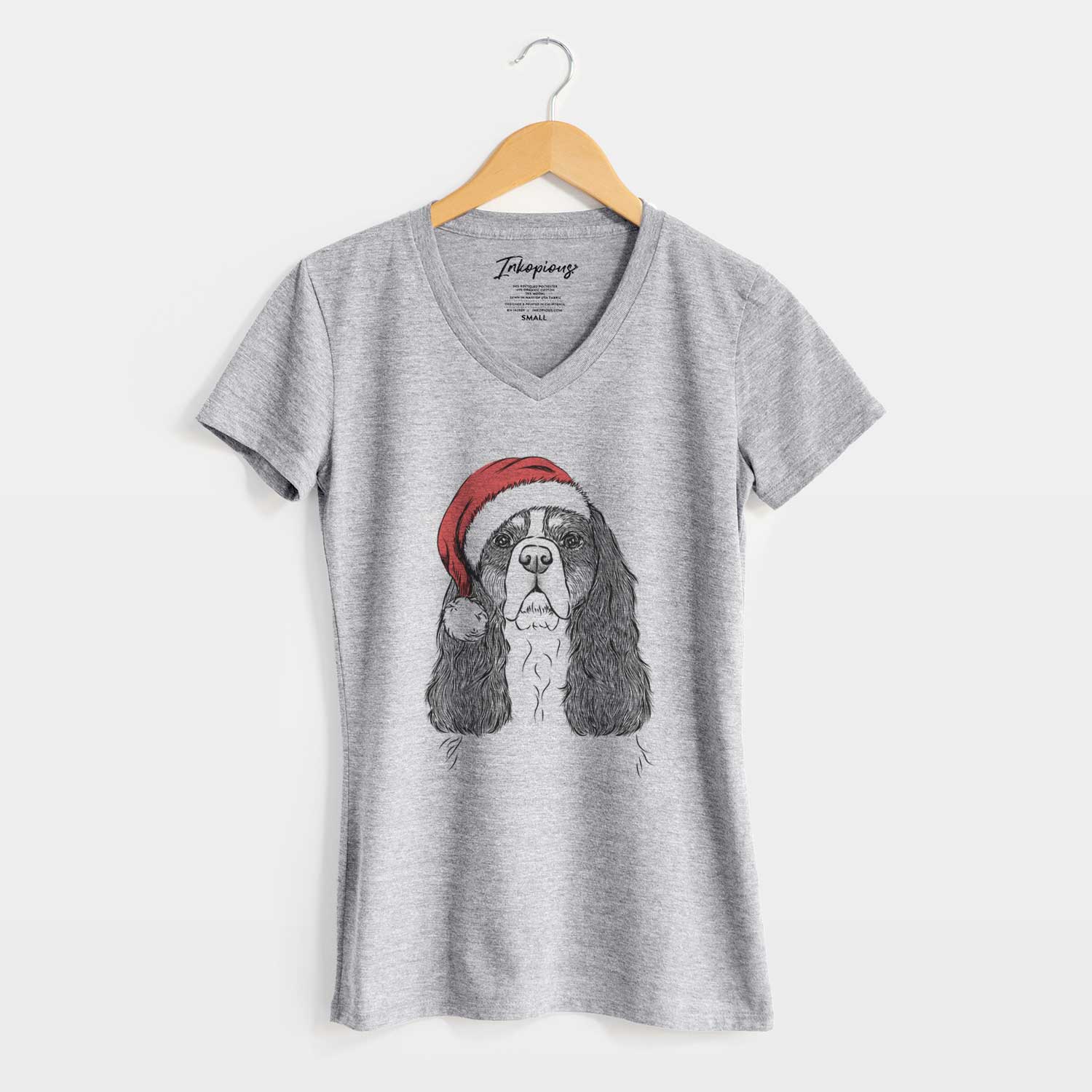 Santa Sebastian the Cavalier King Charles Spaniel - Women's V-neck Shirt