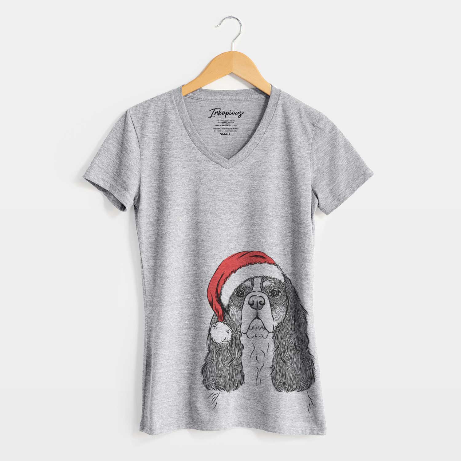 Santa Sebastian the Cavalier King Charles Spaniel - Women's V-neck Shirt