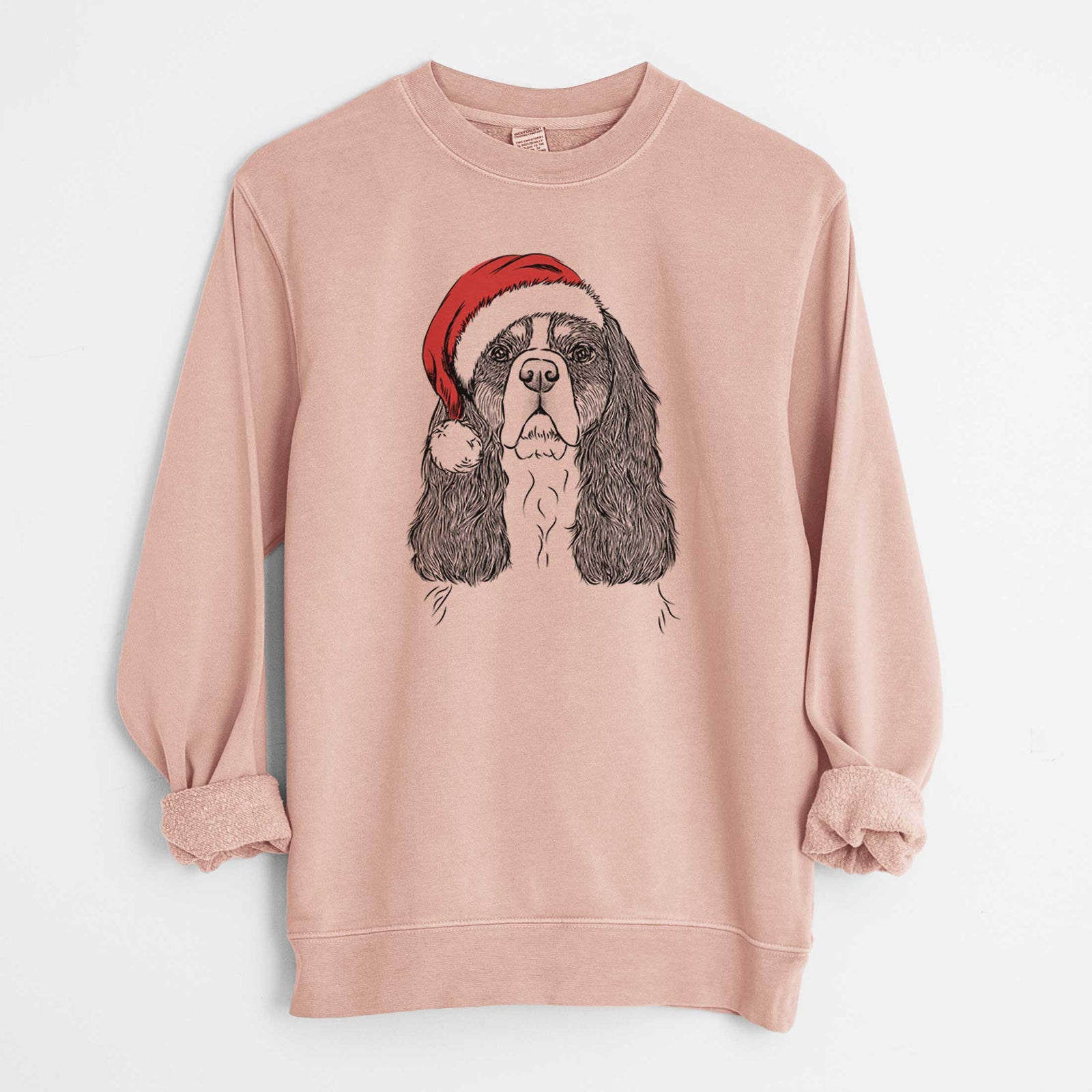 Santa Sebastian the Cavalier King Charles Spaniel - Unisex Pigment Dyed Crew Sweatshirt