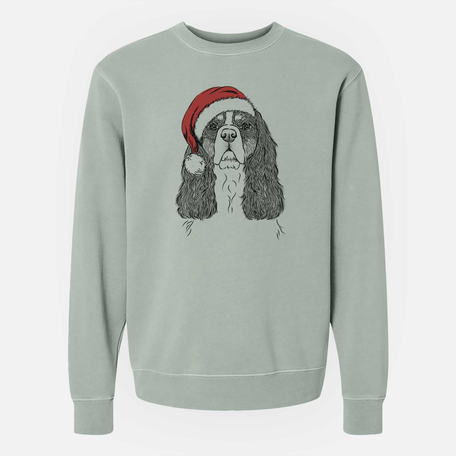 Santa Sebastian the Cavalier King Charles Spaniel - Unisex Pigment Dyed Crew Sweatshirt
