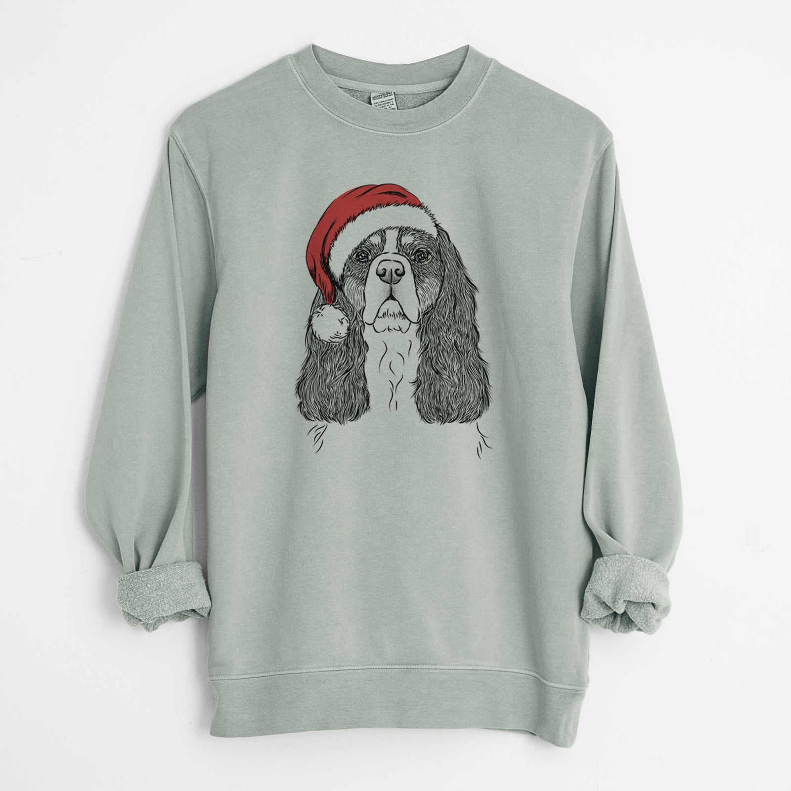 Santa Sebastian the Cavalier King Charles Spaniel - Unisex Pigment Dyed Crew Sweatshirt