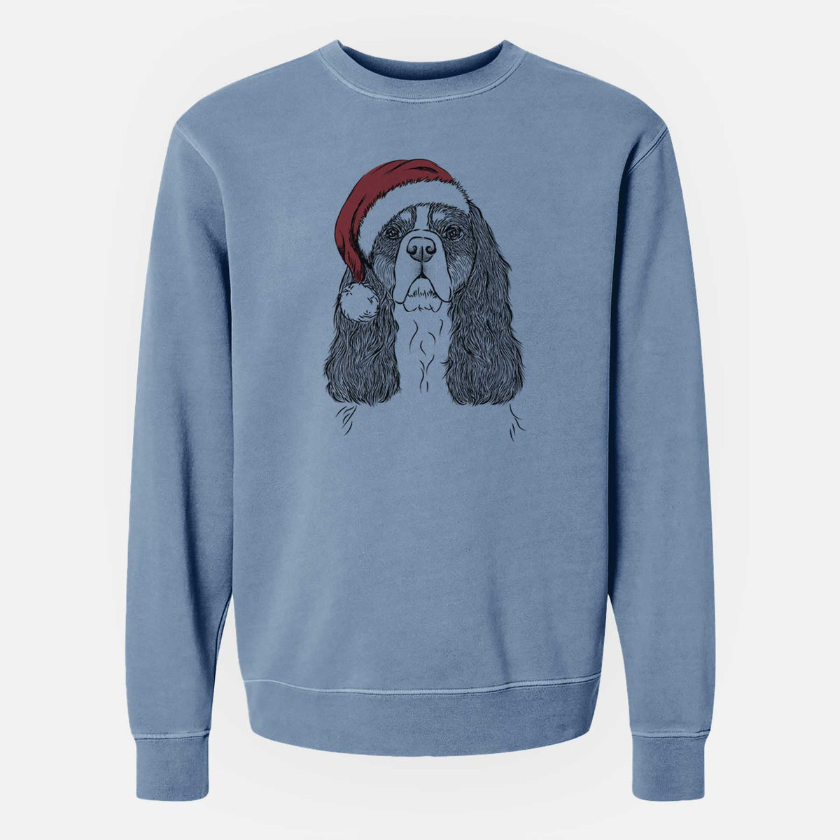 Santa Sebastian the Cavalier King Charles Spaniel - Unisex Pigment Dyed Crew Sweatshirt