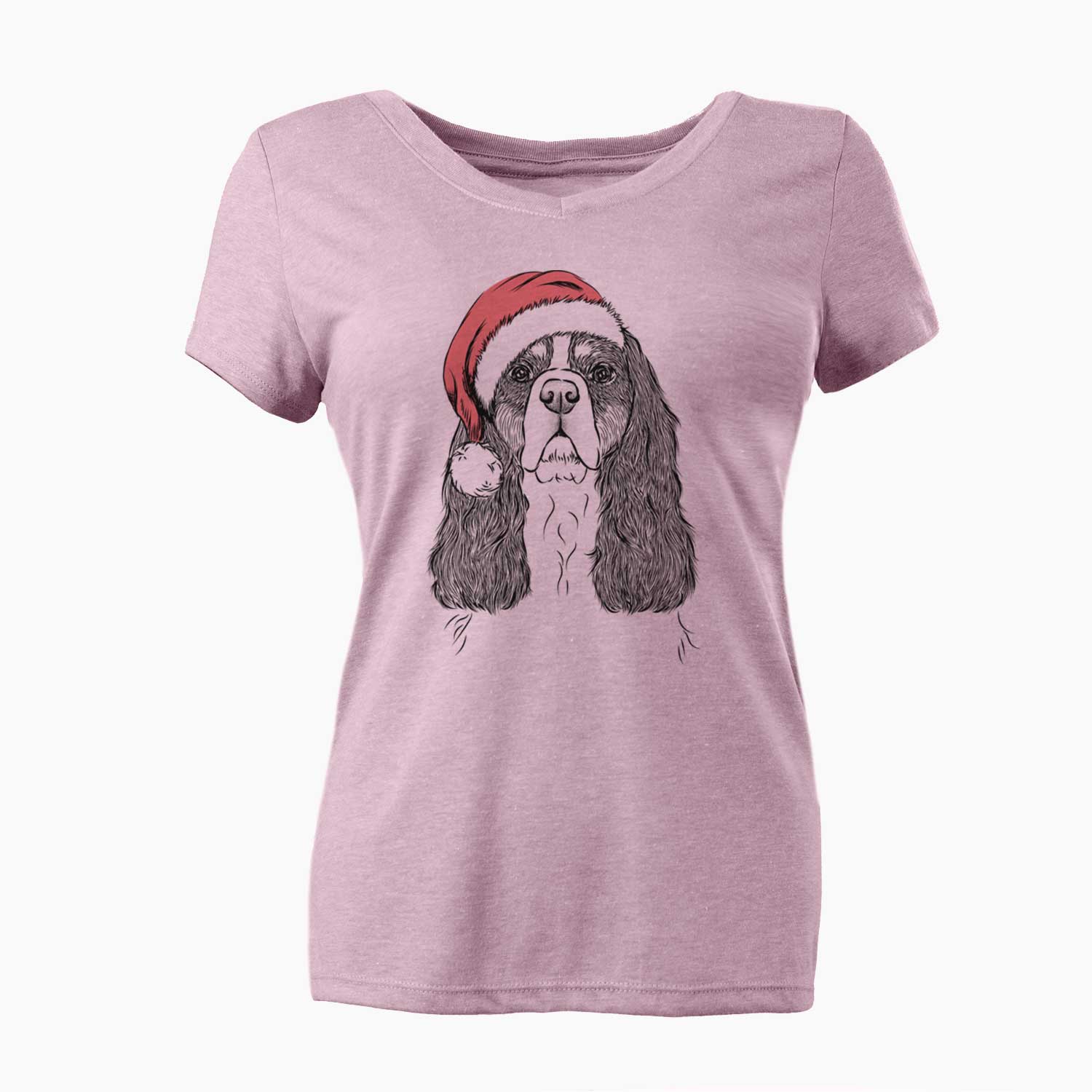Santa Sebastian the Cavalier King Charles Spaniel - Women's V-neck Shirt
