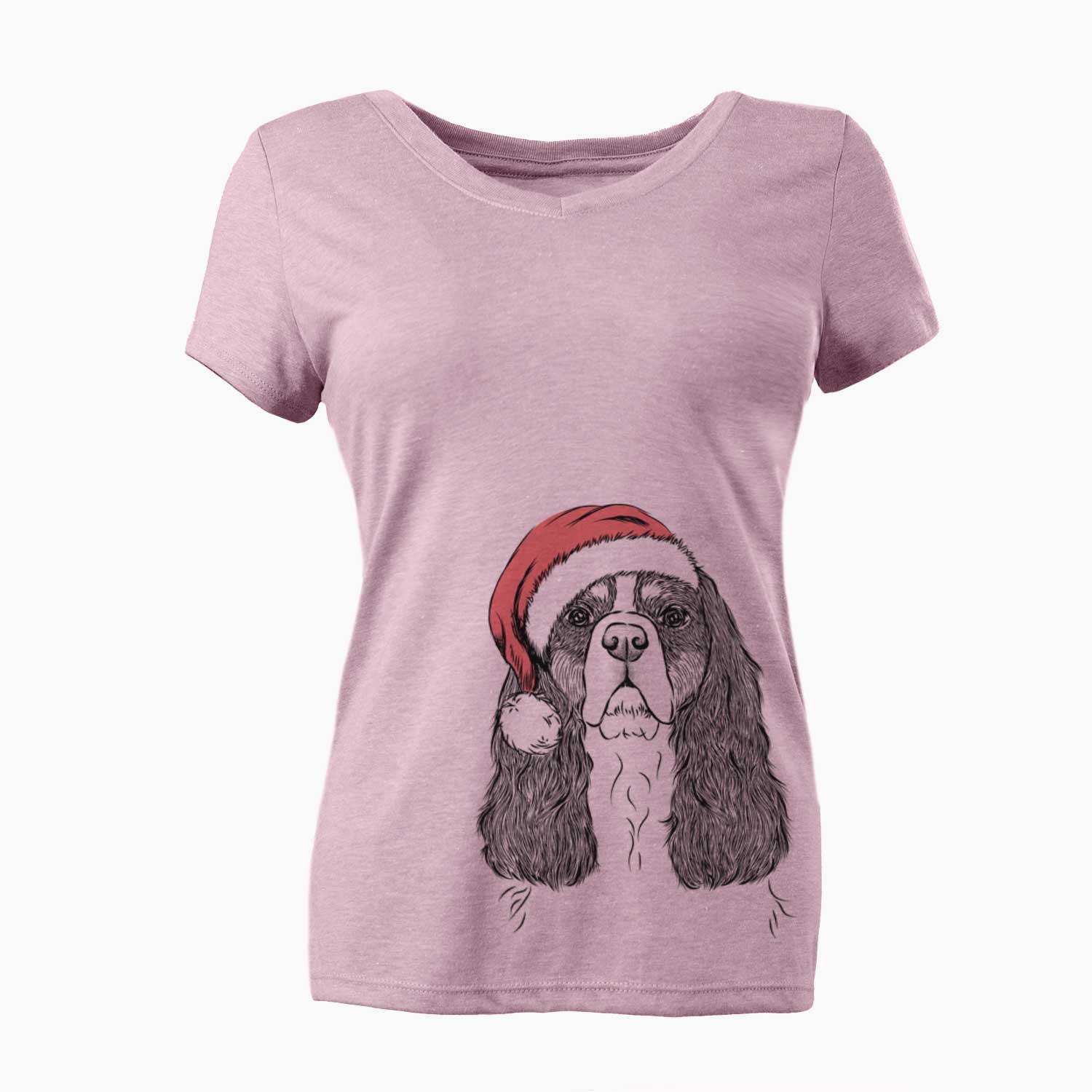 Santa Sebastian the Cavalier King Charles Spaniel - Women's V-neck Shirt