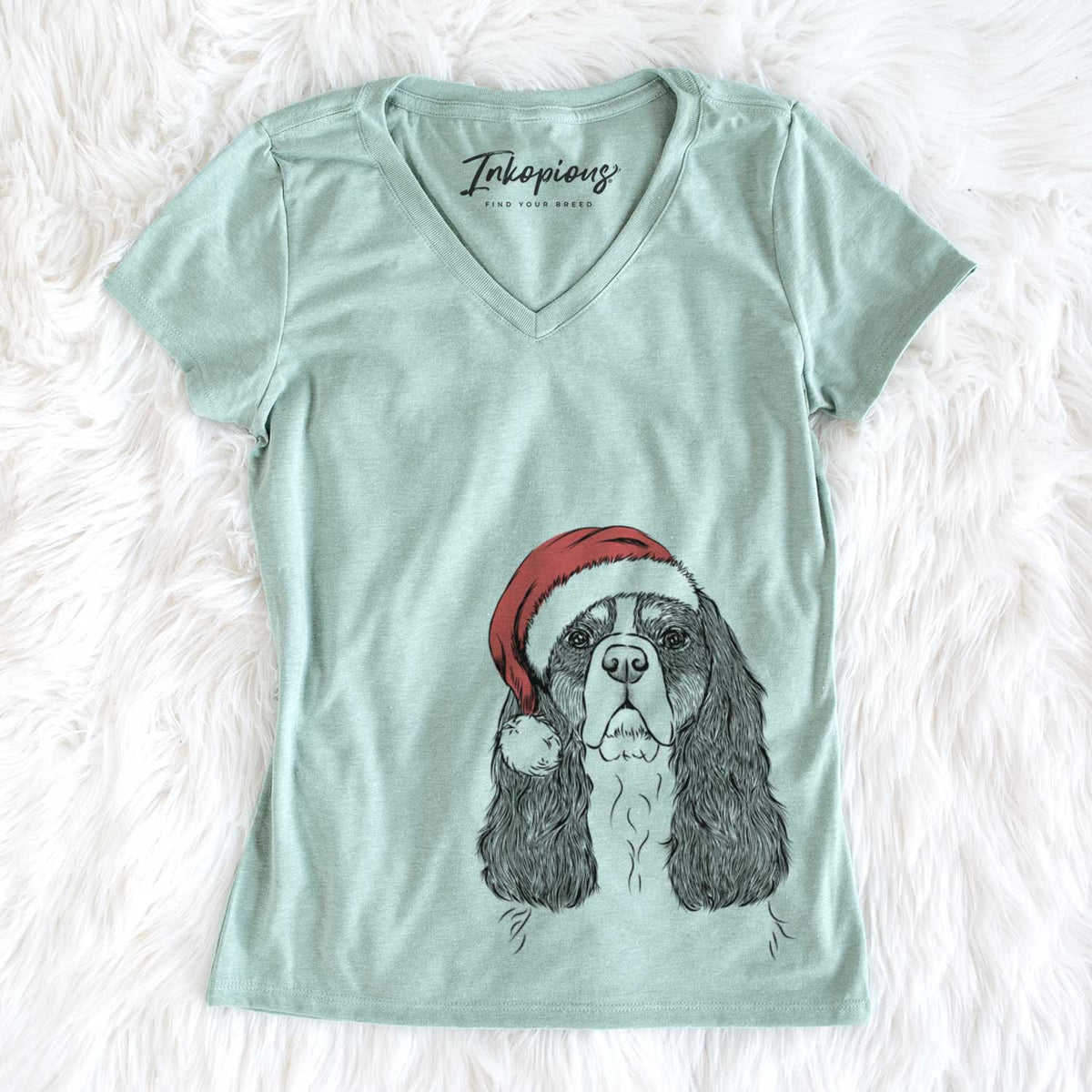 Santa Sebastian the Cavalier King Charles Spaniel - Women&#39;s V-neck Shirt