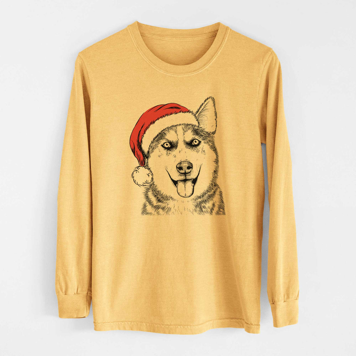 Santa Sesi the Siberian Husky - Heavyweight 100% Cotton Long Sleeve