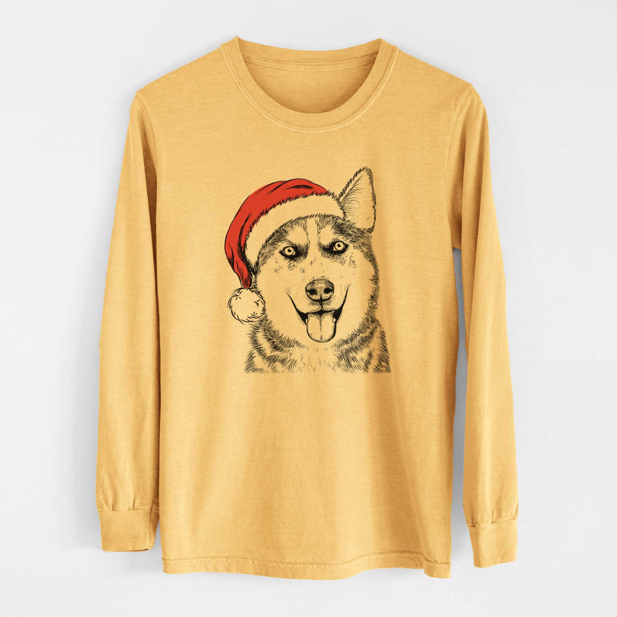 Santa Sesi the Siberian Husky - Heavyweight 100% Cotton Long Sleeve