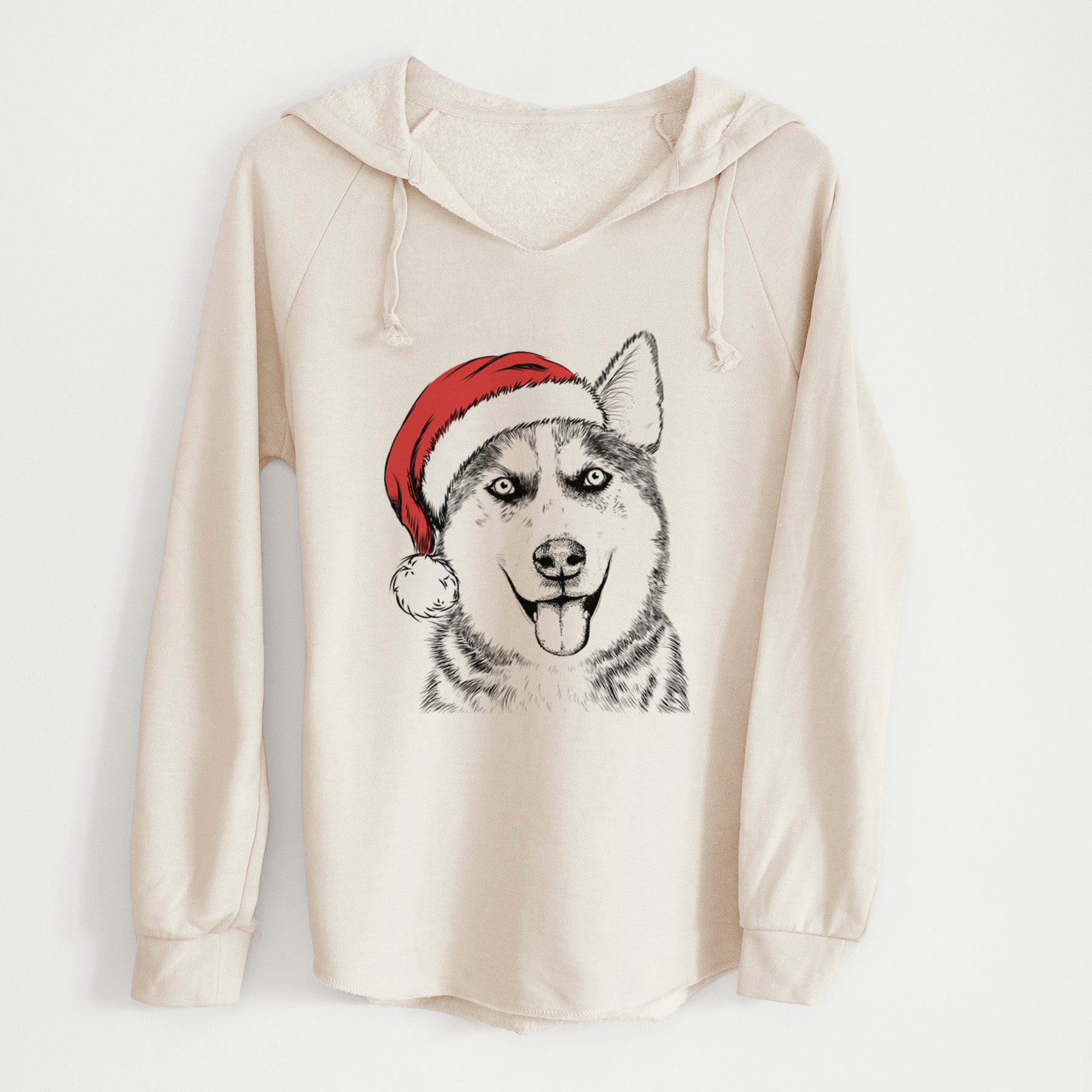 Santa Sesi the Siberian Husky - Cali Wave Hooded Sweatshirt