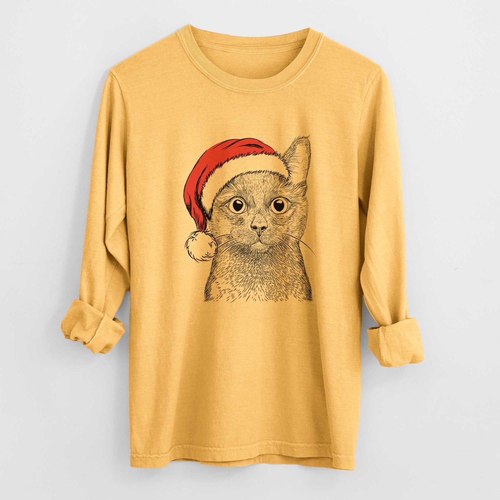 Santa Shadow the Black Cat - Heavyweight 100% Cotton Long Sleeve