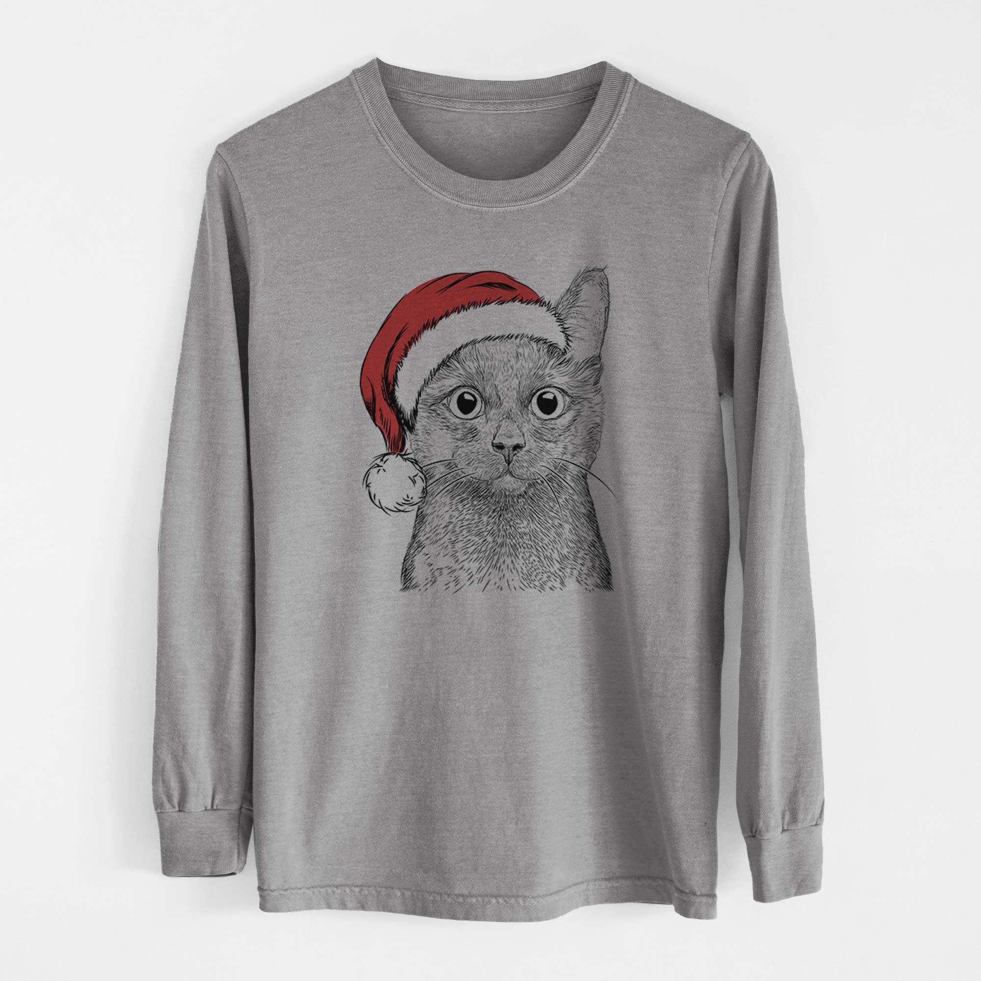 Santa Shadow the Black Cat - Heavyweight 100% Cotton Long Sleeve