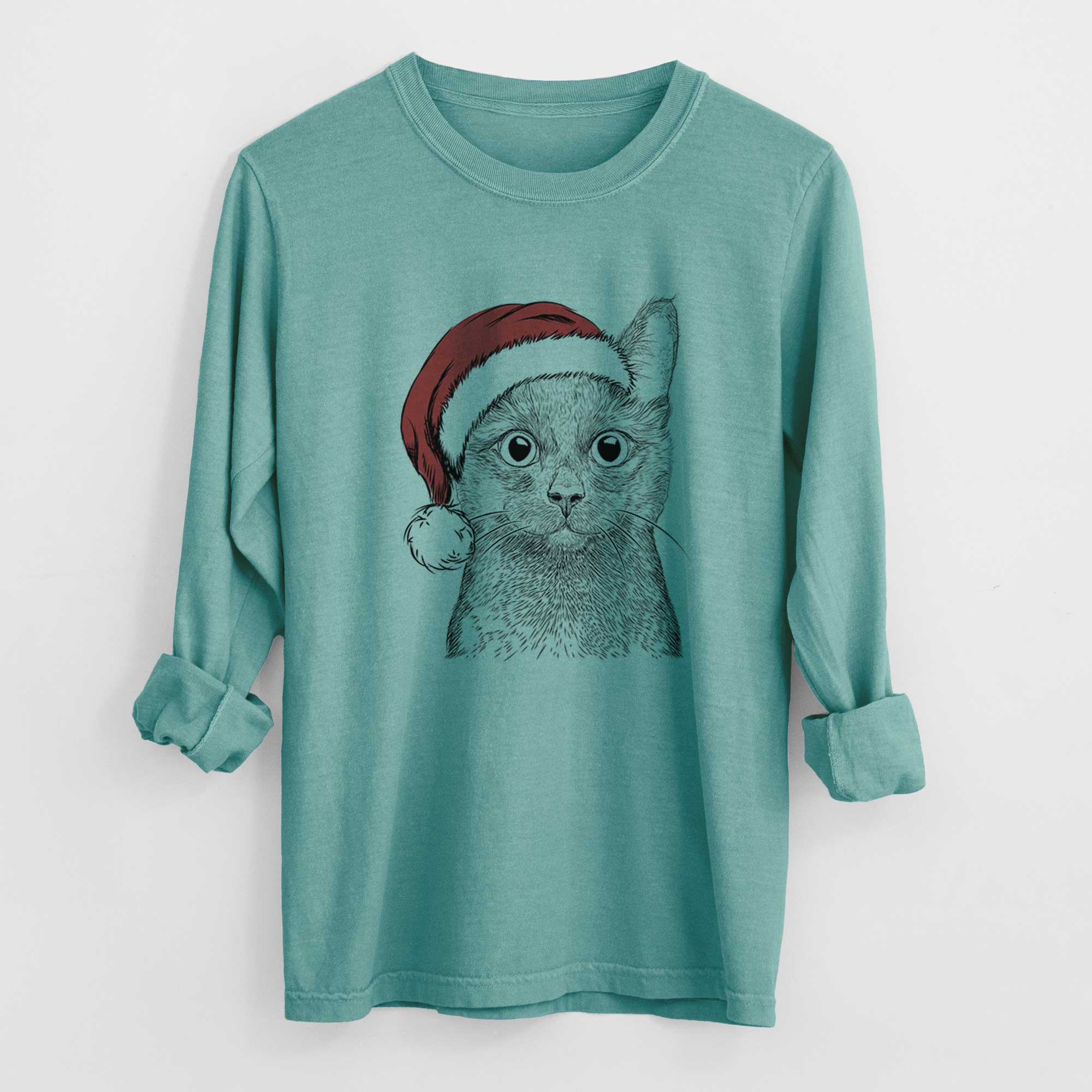 Santa Shadow the Black Cat - Heavyweight 100% Cotton Long Sleeve