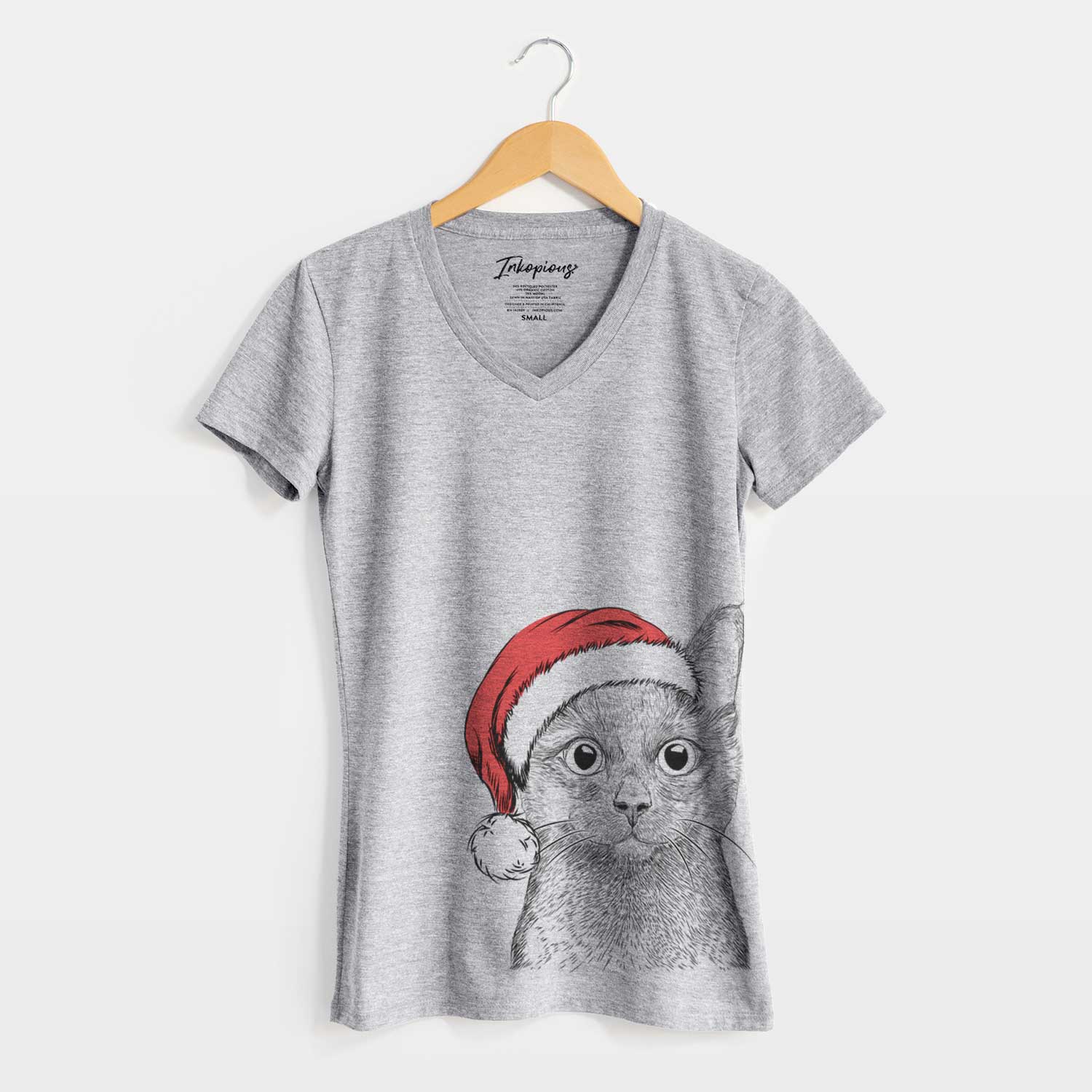 Santa Shadow the Black Cat - Women's V-neck Shirt