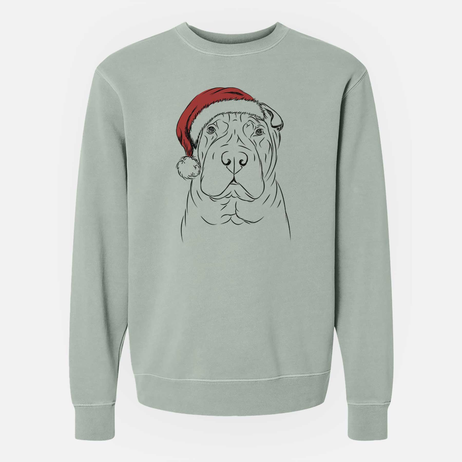 Santa Sharpy the Shar Pei - Unisex Pigment Dyed Crew Sweatshirt