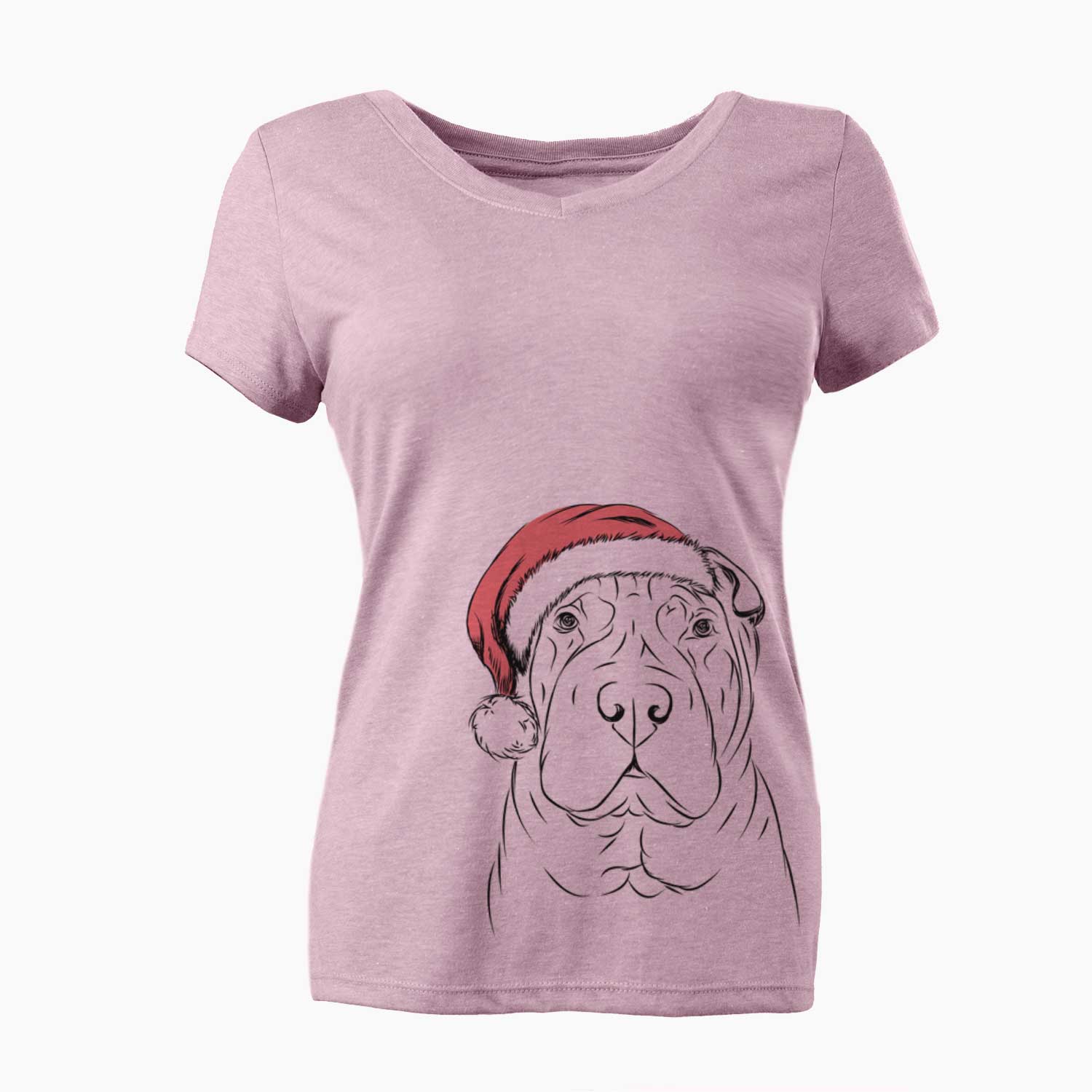 Santa Sharpy the Shar Pei - Women's V-neck Shirt