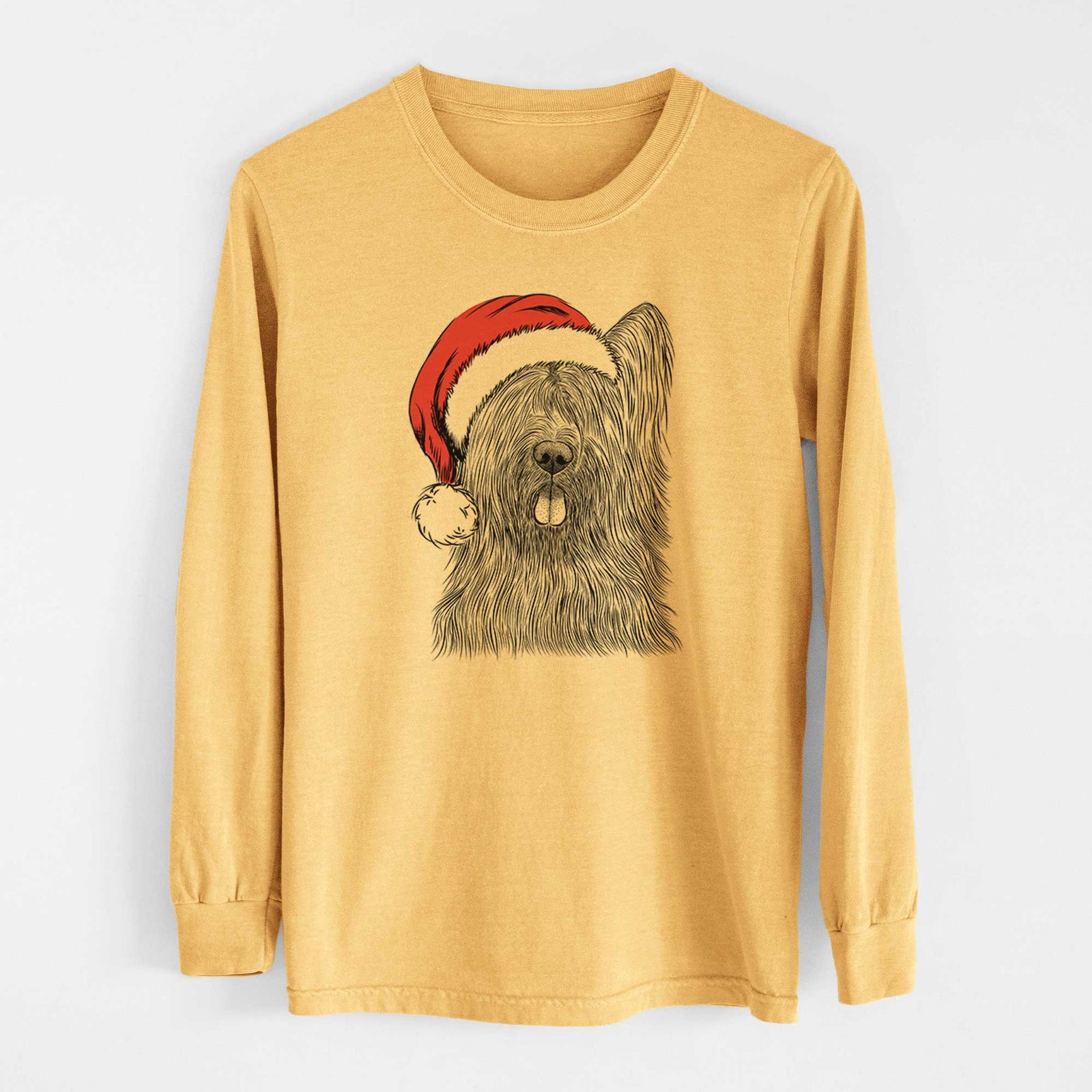 Santa Shay the Briard - Heavyweight 100% Cotton Long Sleeve
