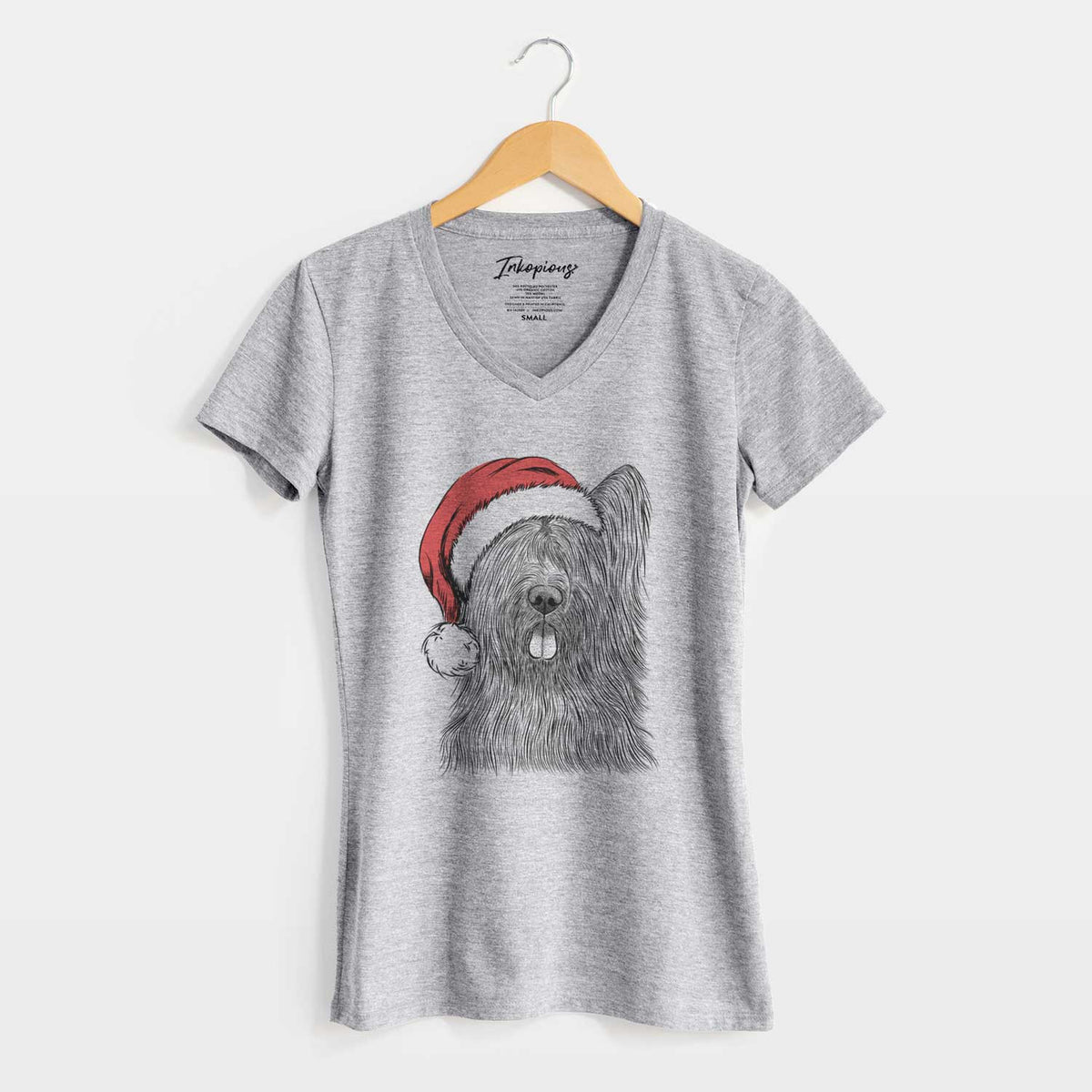 Santa Shay the Briard - Women's V-neck Shirt