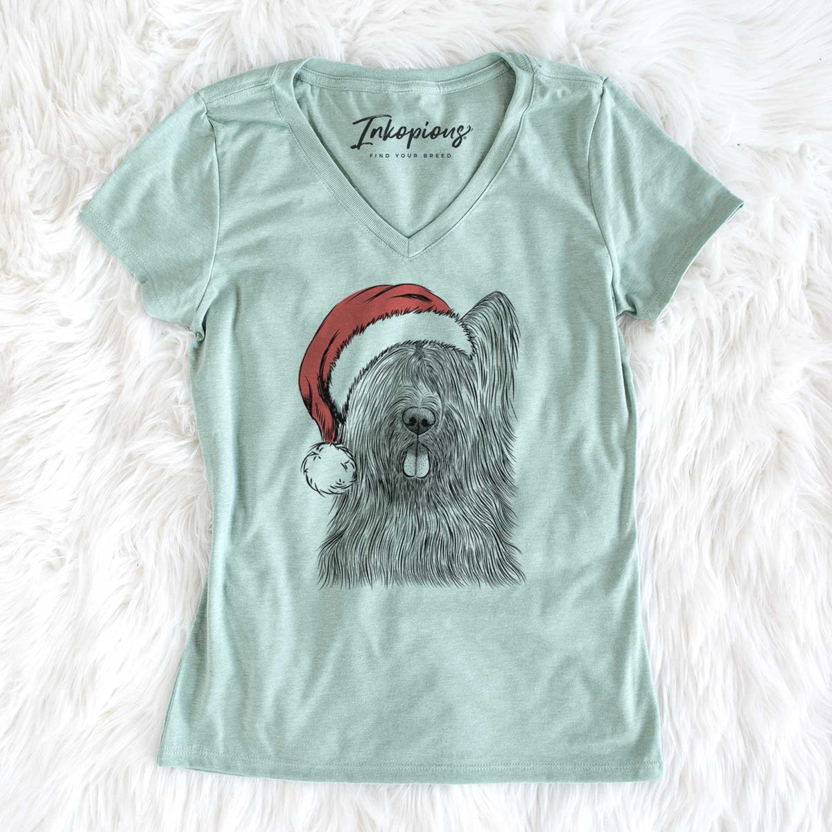 Santa Shay the Briard - Women's V-neck Shirt