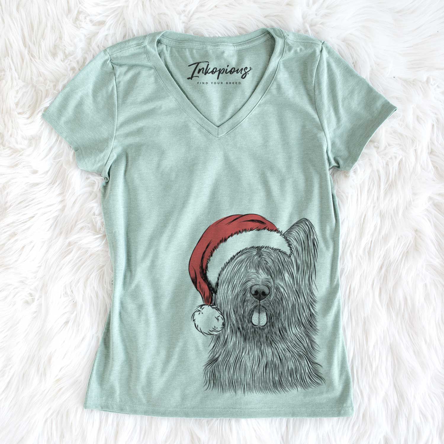 Santa Shay the Briard - Women's V-neck Shirt