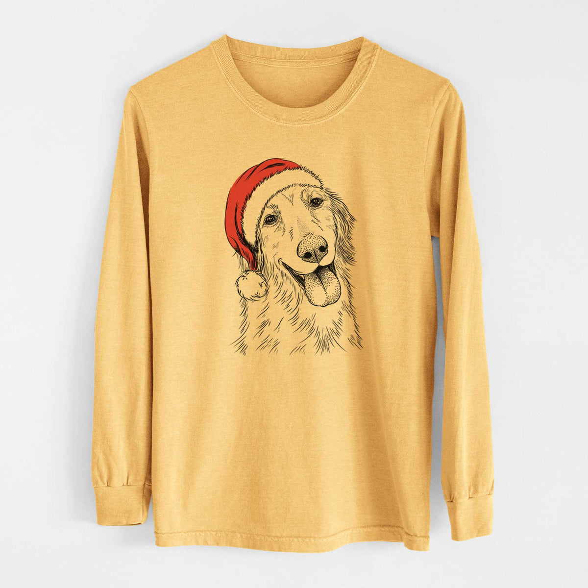 Santa Shelby the Golden Retriever - Heavyweight 100% Cotton Long Sleeve