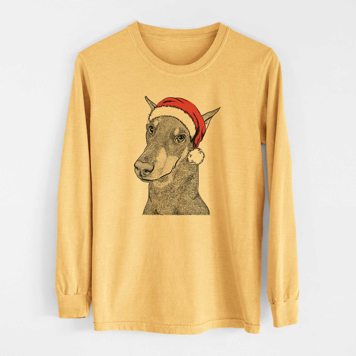 Santa Shelby the Doberman Pinscher - Heavyweight 100% Cotton Long Sleeve