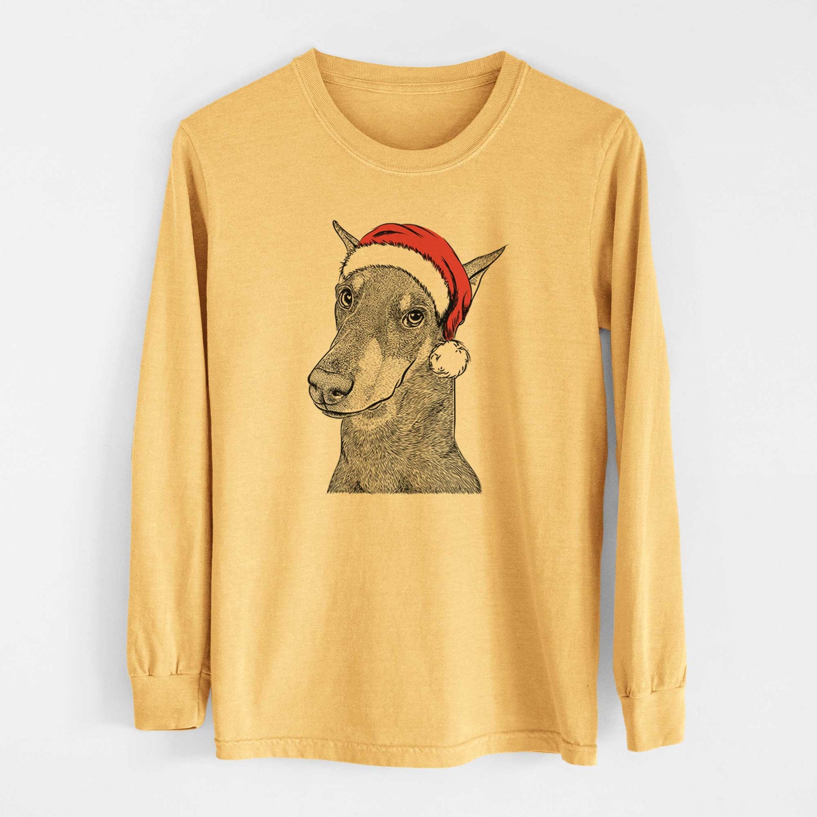 Santa Shelby the Doberman Pinscher - Heavyweight 100% Cotton Long Sleeve
