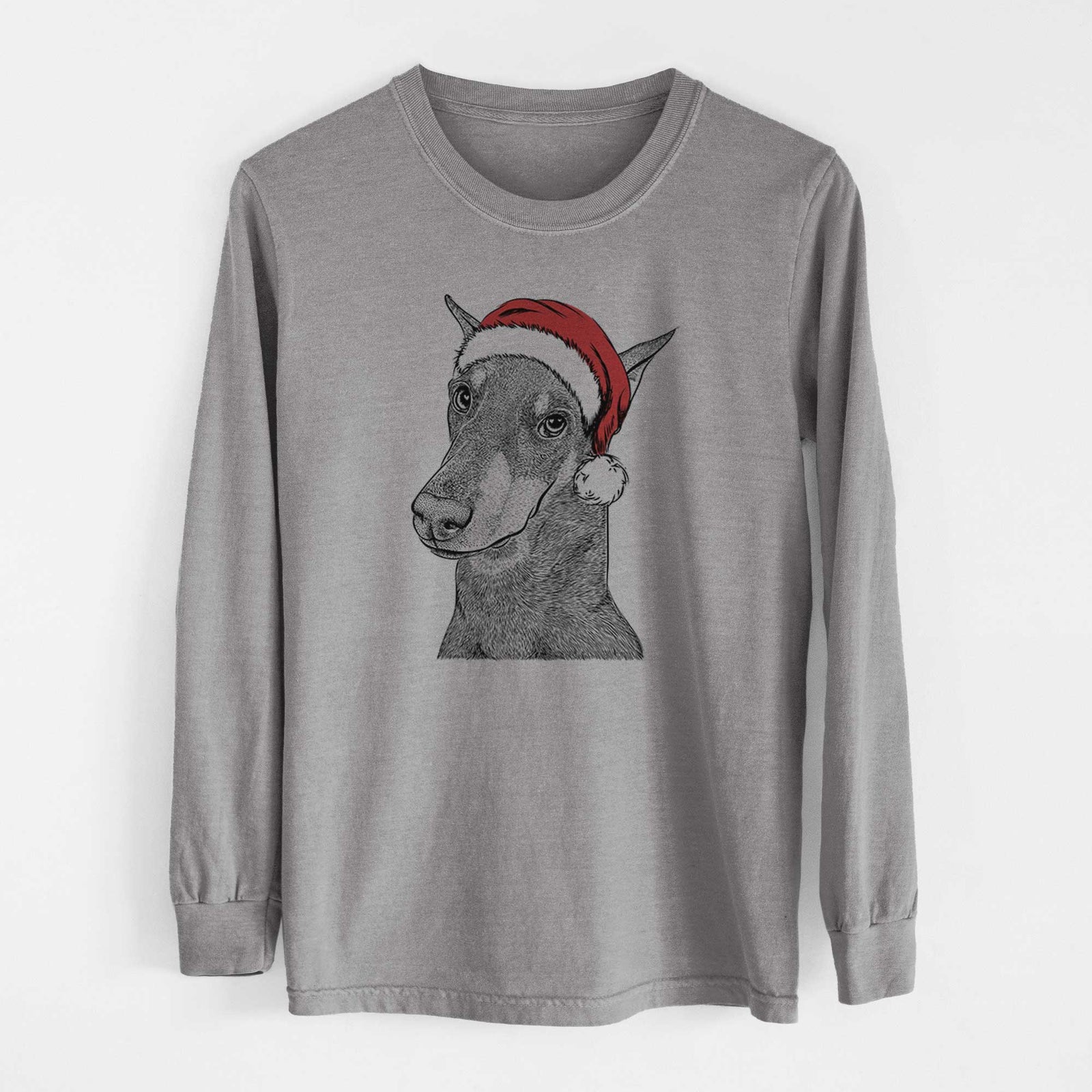 Santa Shelby the Doberman Pinscher - Heavyweight 100% Cotton Long Sleeve