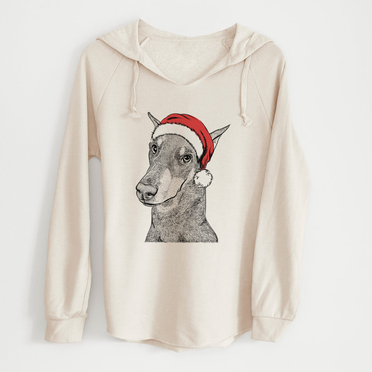 Santa Shelby the Doberman Pinscher - Cali Wave Hooded Sweatshirt