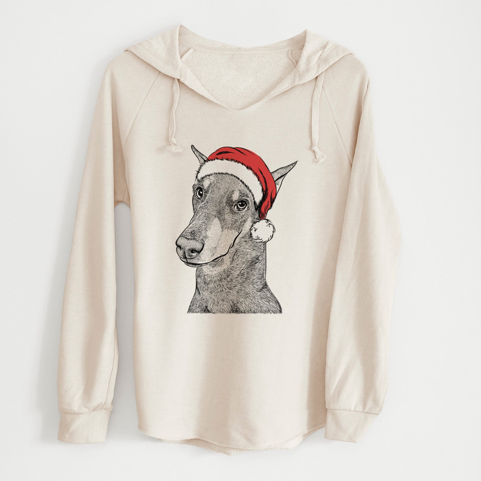 Santa Shelby the Doberman Pinscher - Cali Wave Hooded Sweatshirt