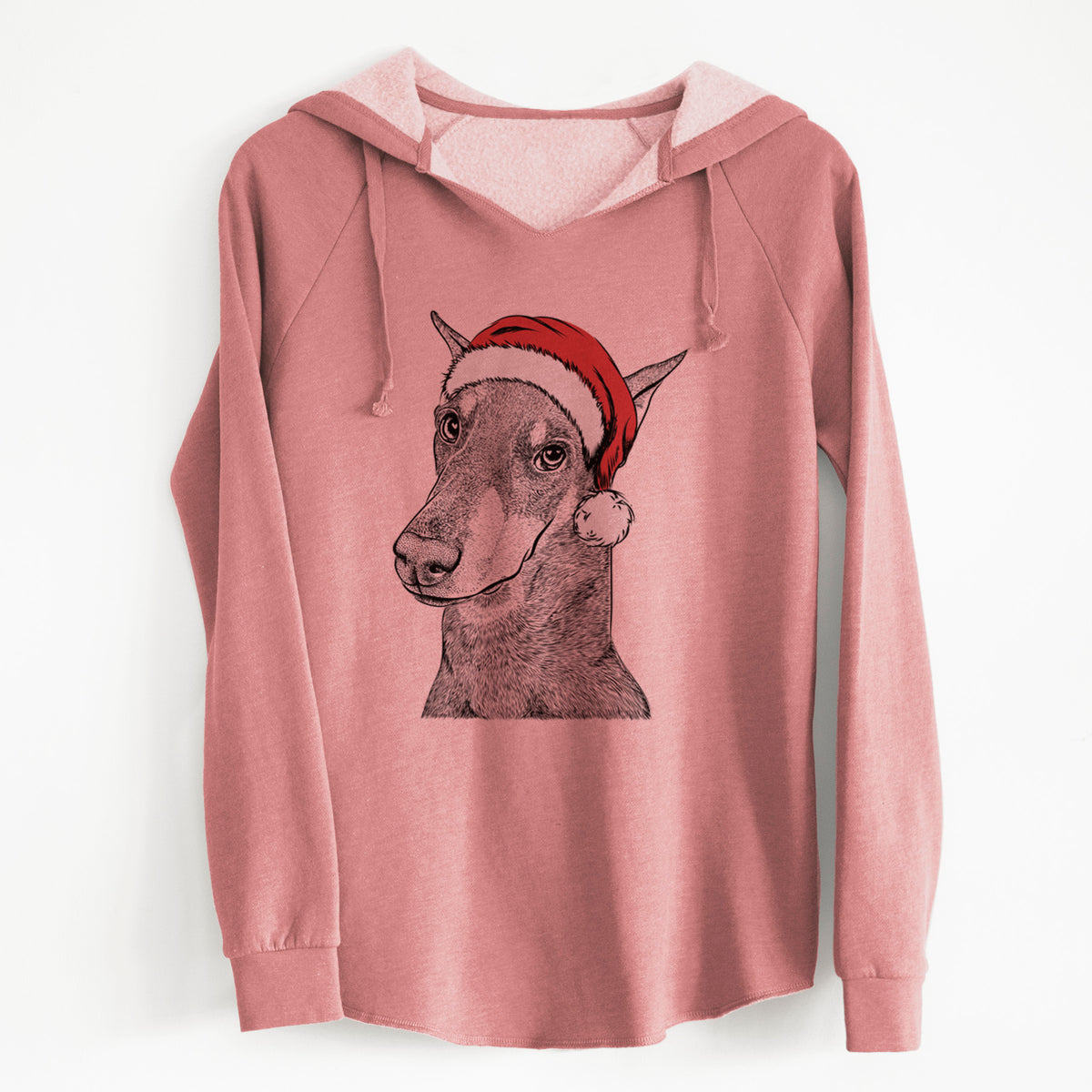 Santa Shelby the Doberman Pinscher - Cali Wave Hooded Sweatshirt