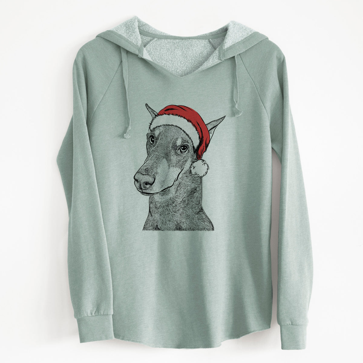 Santa Shelby the Doberman Pinscher - Cali Wave Hooded Sweatshirt