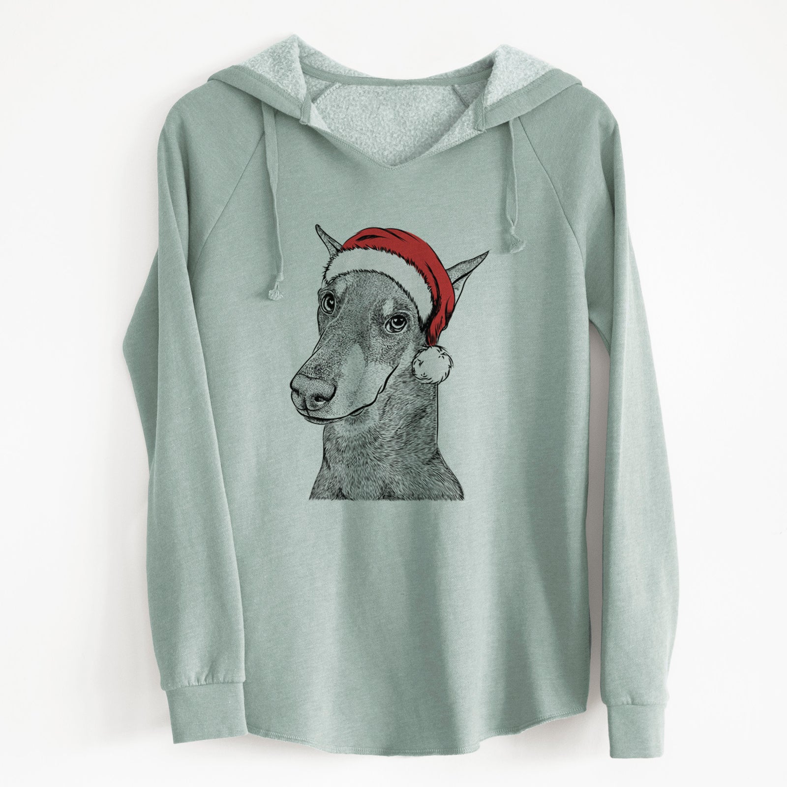 Santa Shelby the Doberman Pinscher - Cali Wave Hooded Sweatshirt