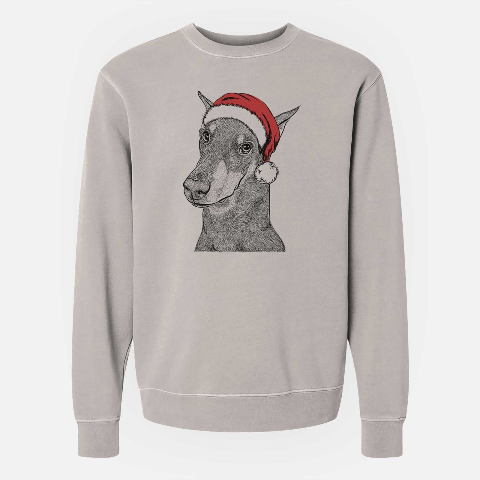 Santa Shelby the Doberman Pinscher - Unisex Pigment Dyed Crew Sweatshirt
