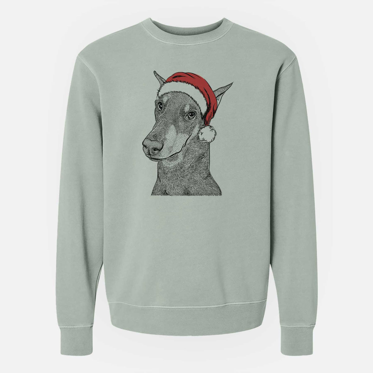 Santa Shelby the Doberman Pinscher - Unisex Pigment Dyed Crew Sweatshirt