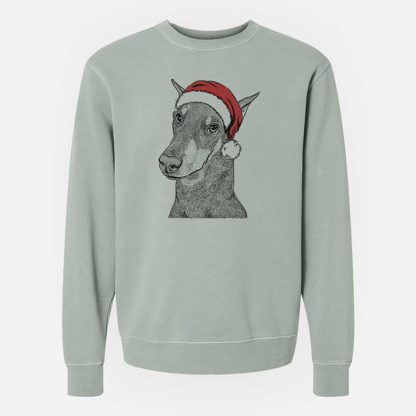 Santa Shelby the Doberman Pinscher - Unisex Pigment Dyed Crew Sweatshirt