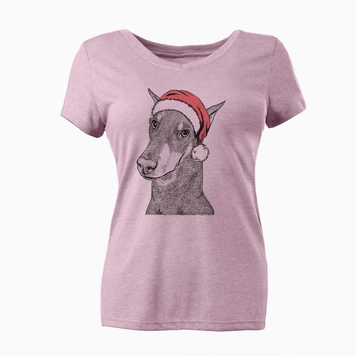 Santa Shelby the Doberman Pinscher - Women's V-neck Shirt