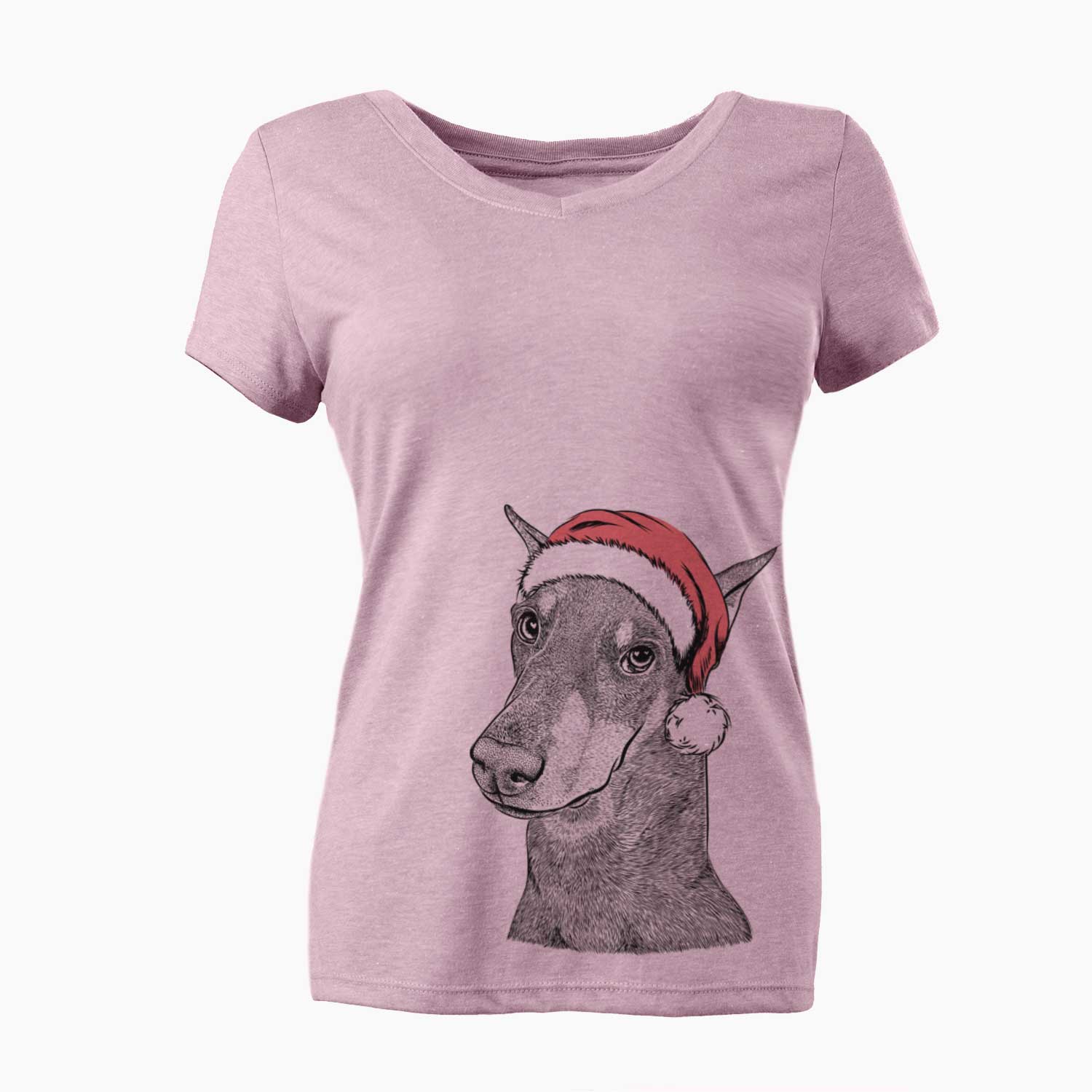 Santa Shelby the Doberman Pinscher - Women's V-neck Shirt