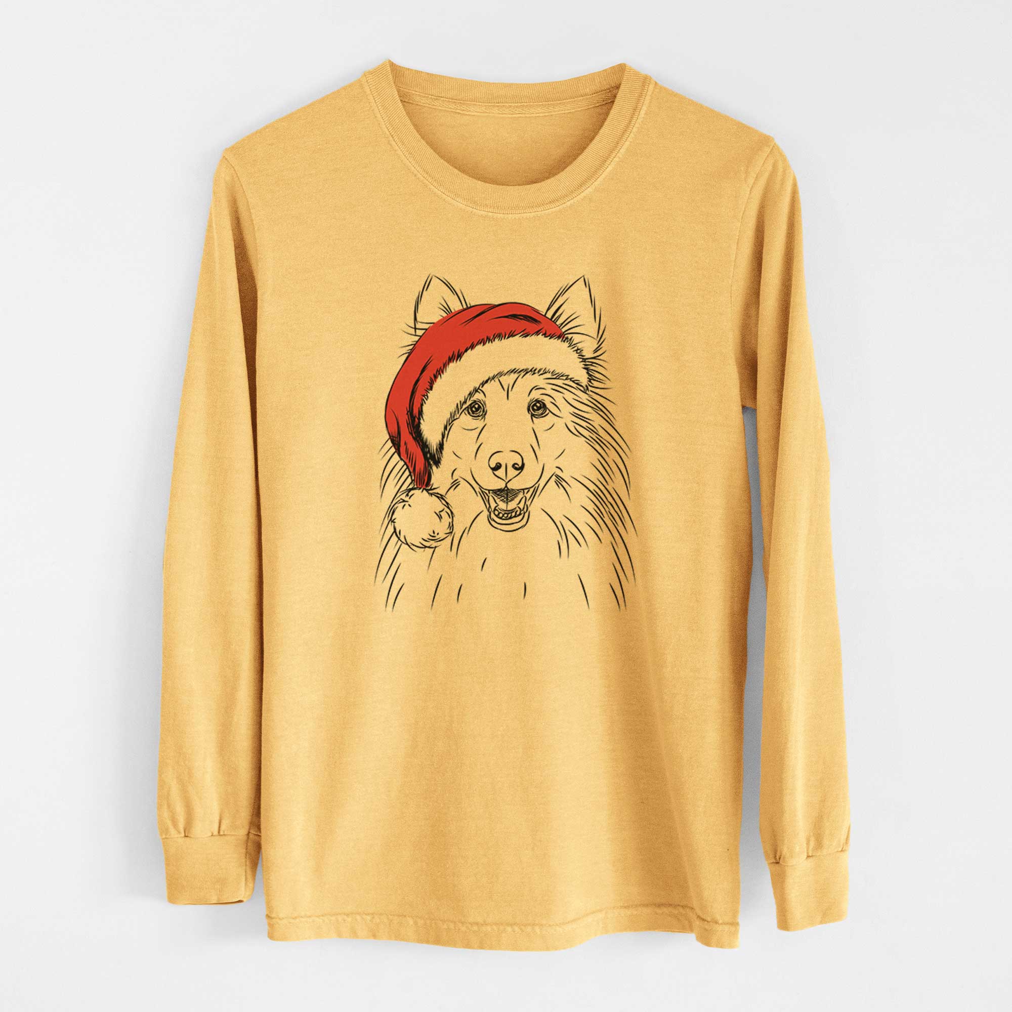 Santa Sheldon the Shetland Sheepdog - Heavyweight 100% Cotton Long Sleeve