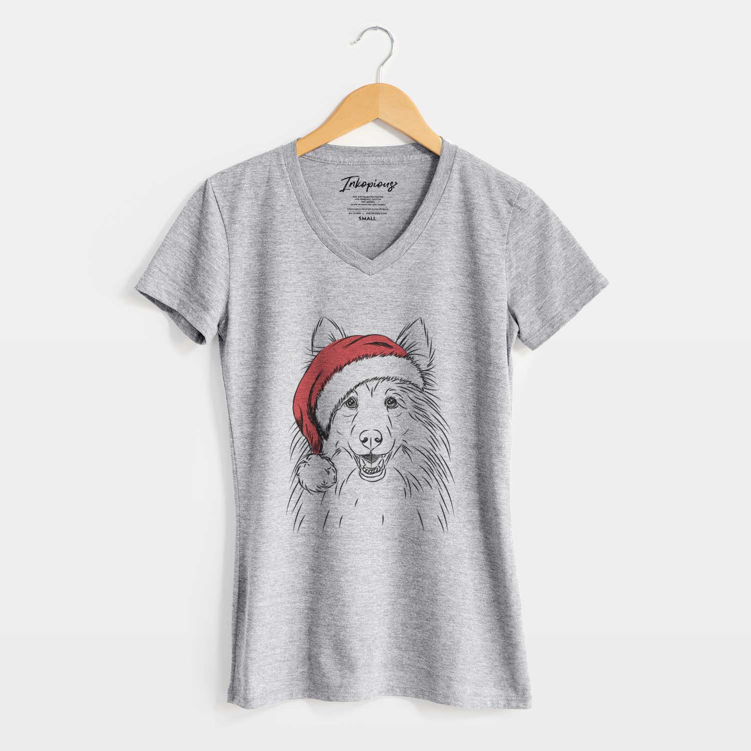 Santa Sheldon the Shetland Sheepdog - Women's V-neck Shirt