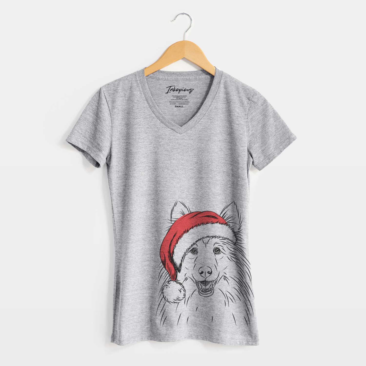 Santa Sheldon the Shetland Sheepdog - Women's V-neck Shirt