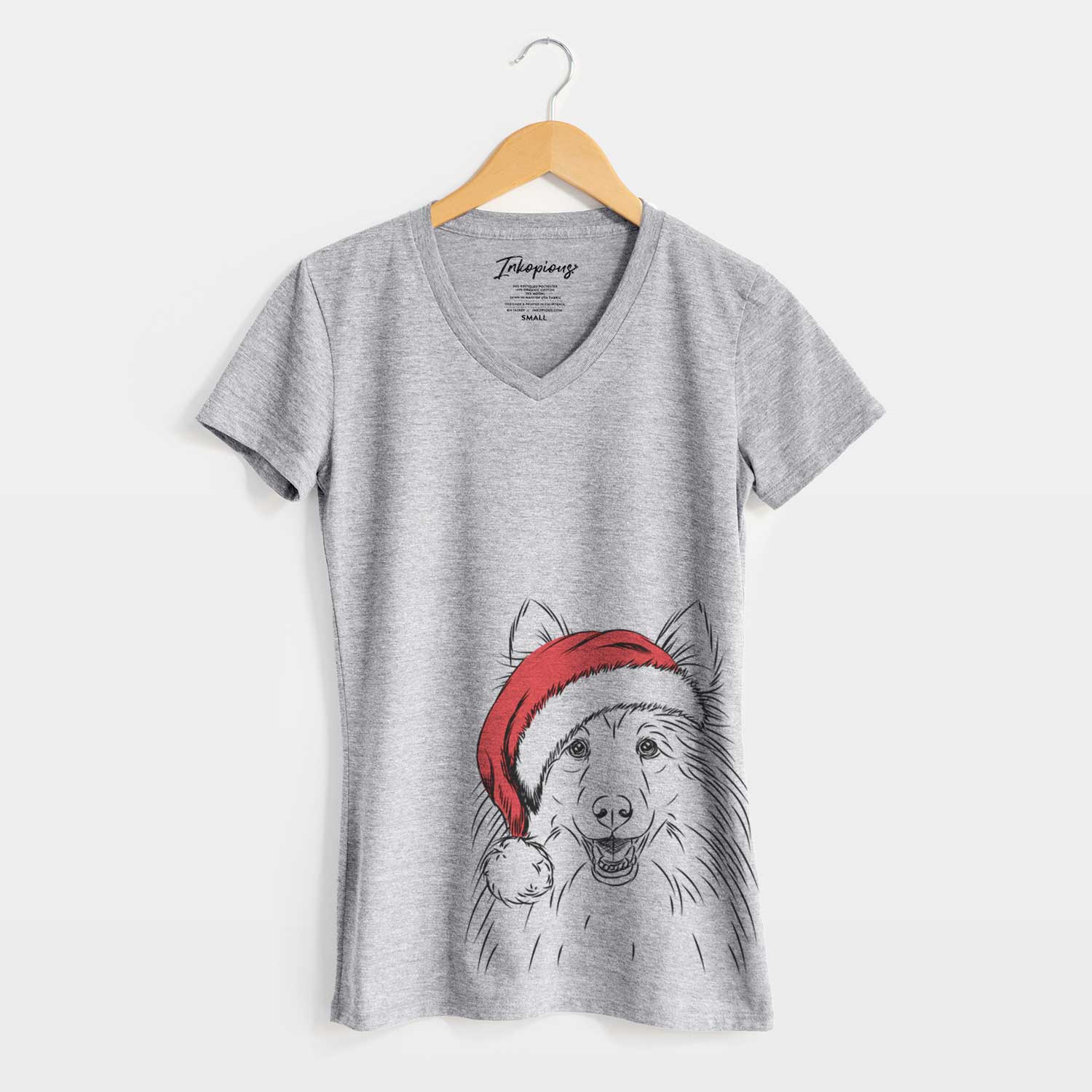 Santa Sheldon the Shetland Sheepdog - Women's V-neck Shirt