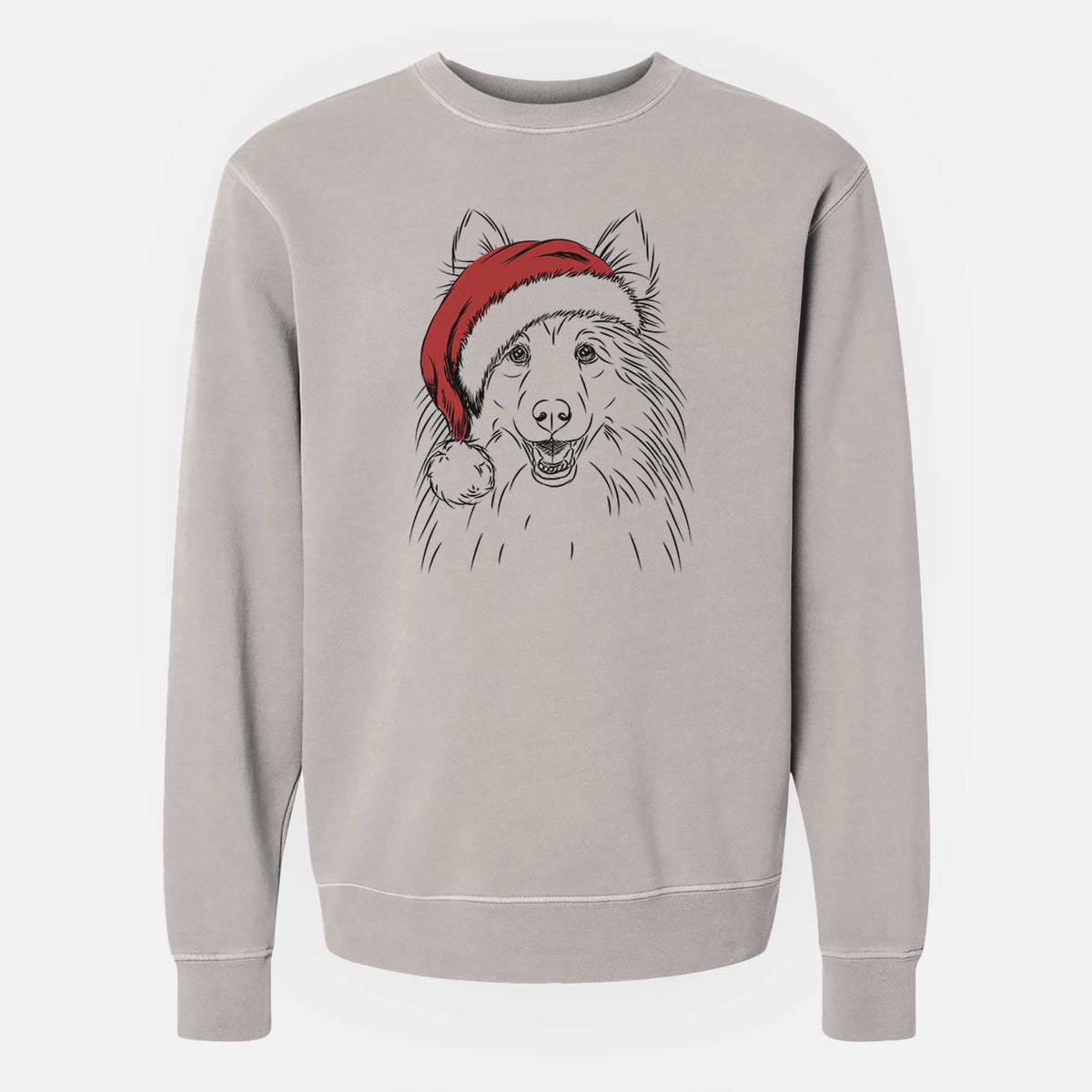 Santa Sheldon the Shetland Sheepdog - Unisex Pigment Dyed Crew Sweatshirt