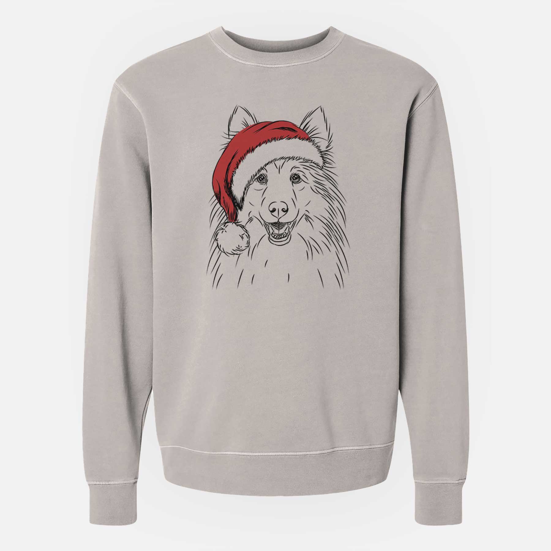 Santa Sheldon the Shetland Sheepdog - Unisex Pigment Dyed Crew Sweatshirt