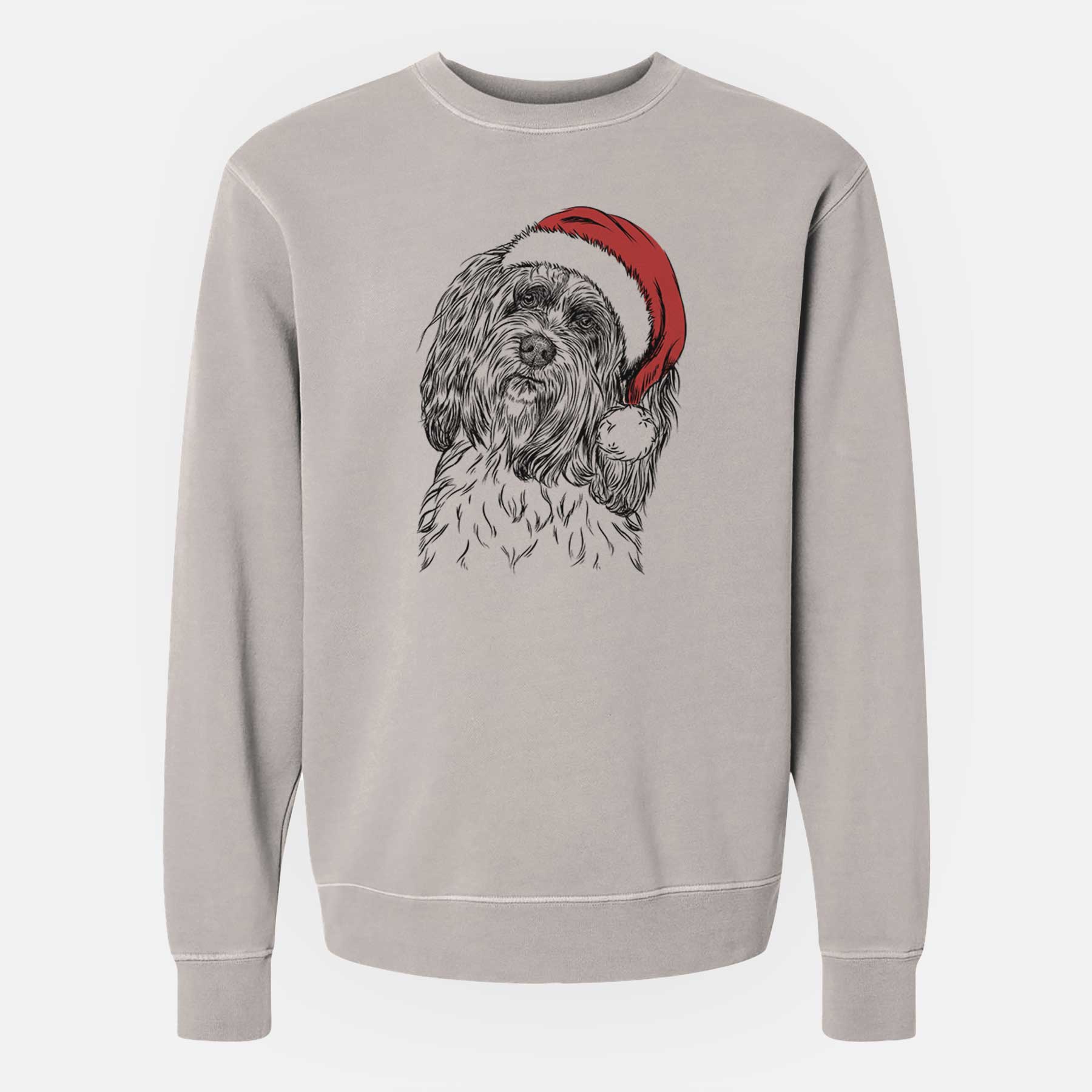 Santa Shenpa the Tibetan Terrier - Unisex Pigment Dyed Crew Sweatshirt