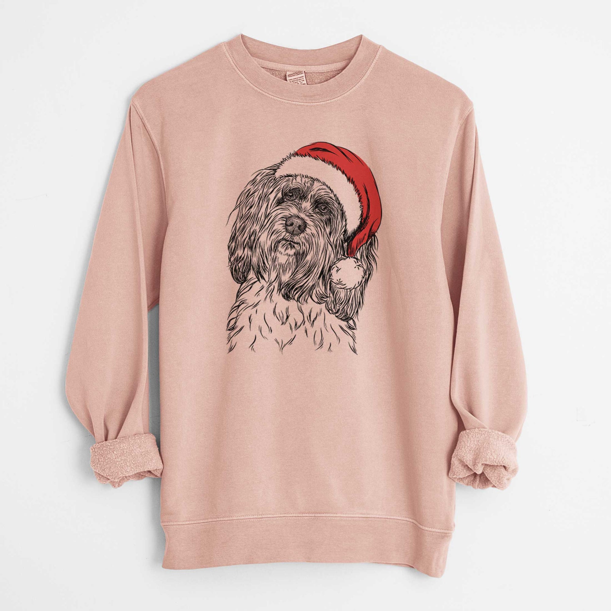 Santa Shenpa the Tibetan Terrier - Unisex Pigment Dyed Crew Sweatshirt