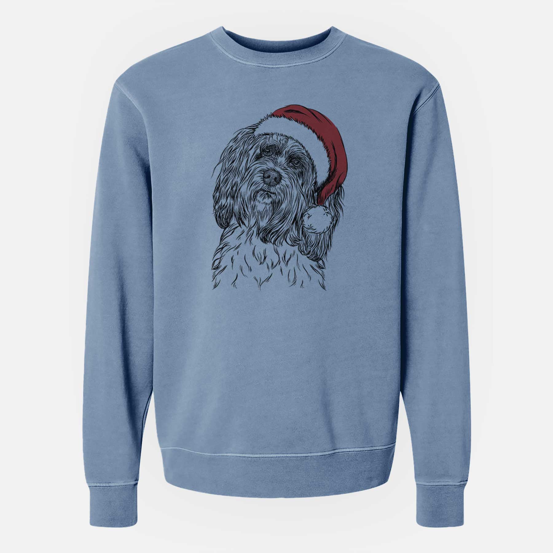 Santa Shenpa the Tibetan Terrier - Unisex Pigment Dyed Crew Sweatshirt