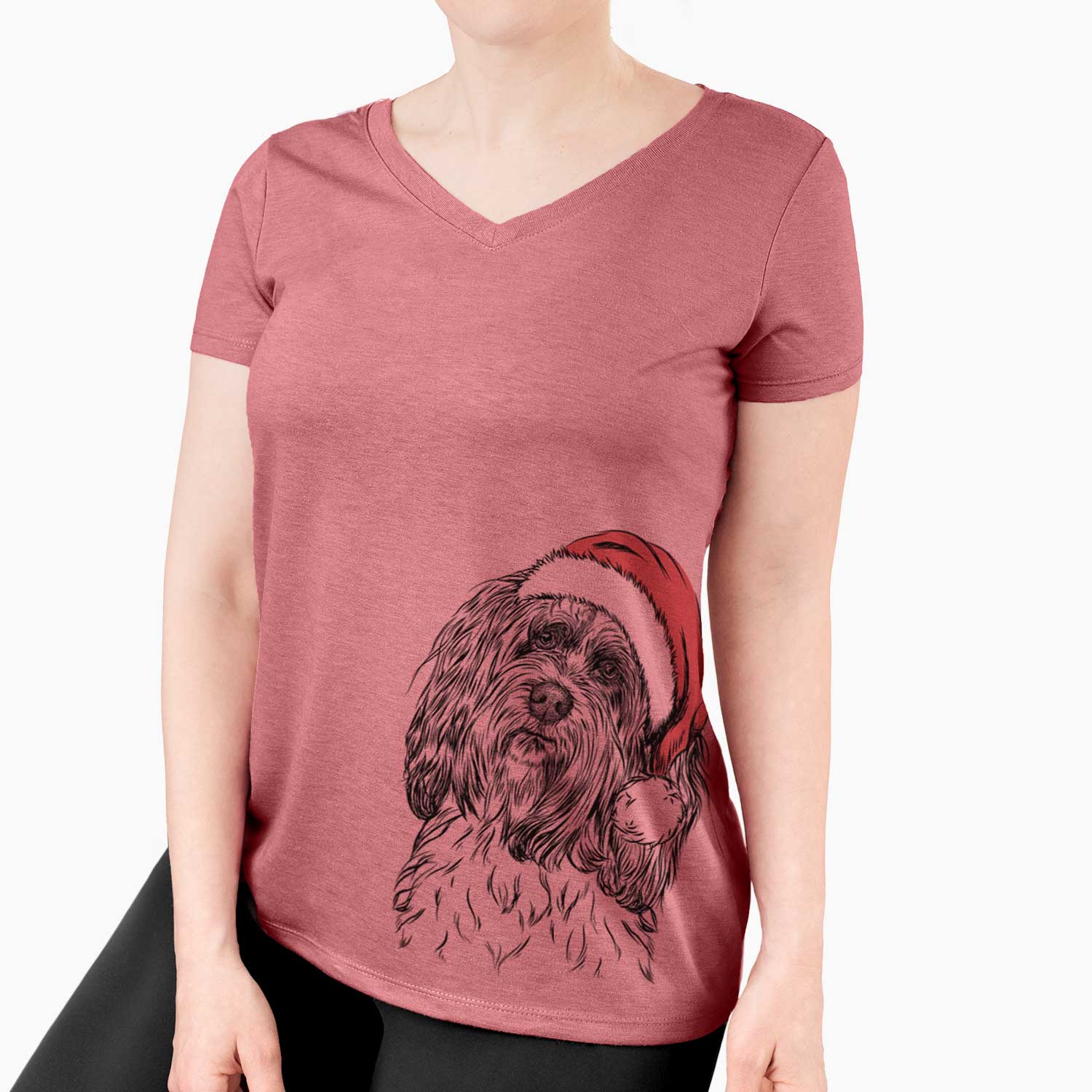 Santa Shenpa the Tibetan Terrier - Women's V-neck Shirt