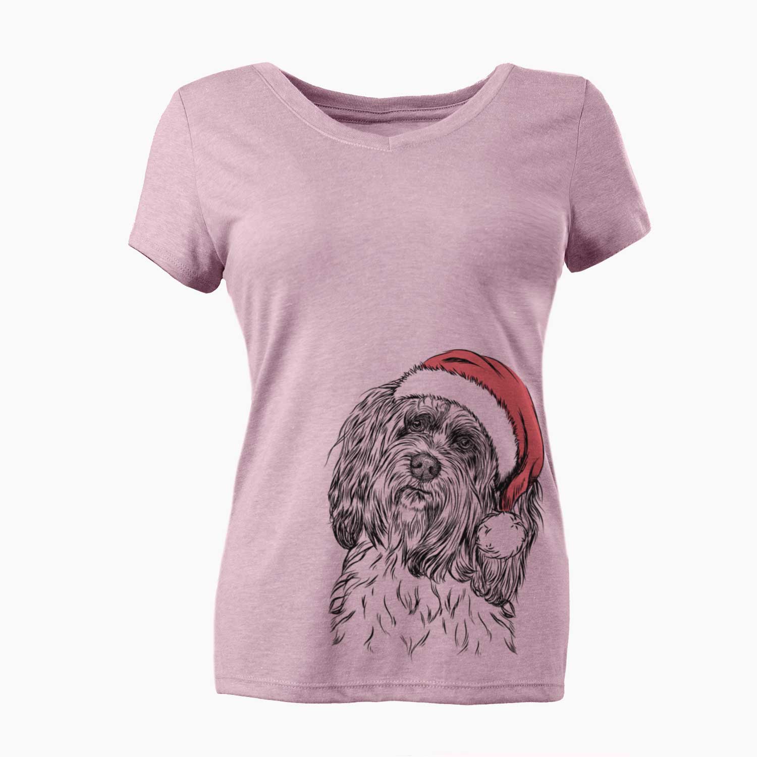 Santa Shenpa the Tibetan Terrier - Women's V-neck Shirt